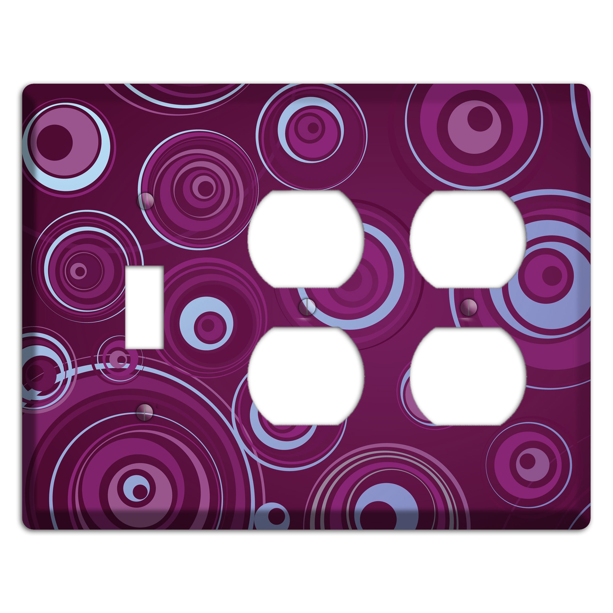 Purple Circles 3 Toggle / 2 Duplex Wallplate