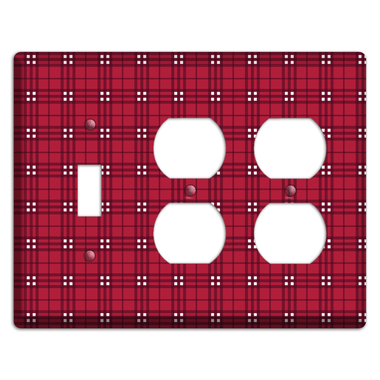 Red and White Plaid Toggle / 2 Duplex Wallplate