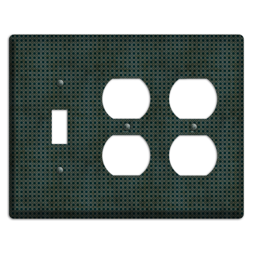 Dark Green Grunge Tiny Arabesque Toggle / 2 Duplex Wallplate