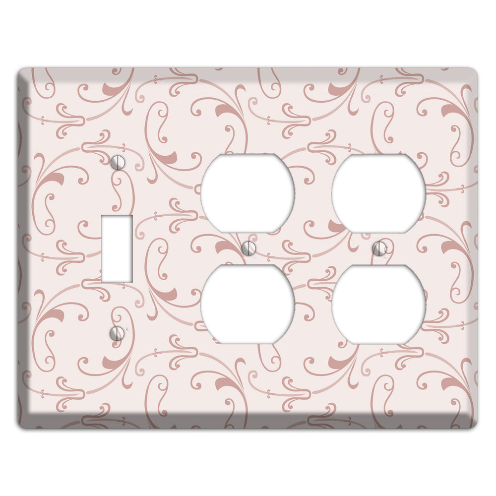 Dusty Rose Victorian Sprig Toggle / 2 Duplex Wallplate