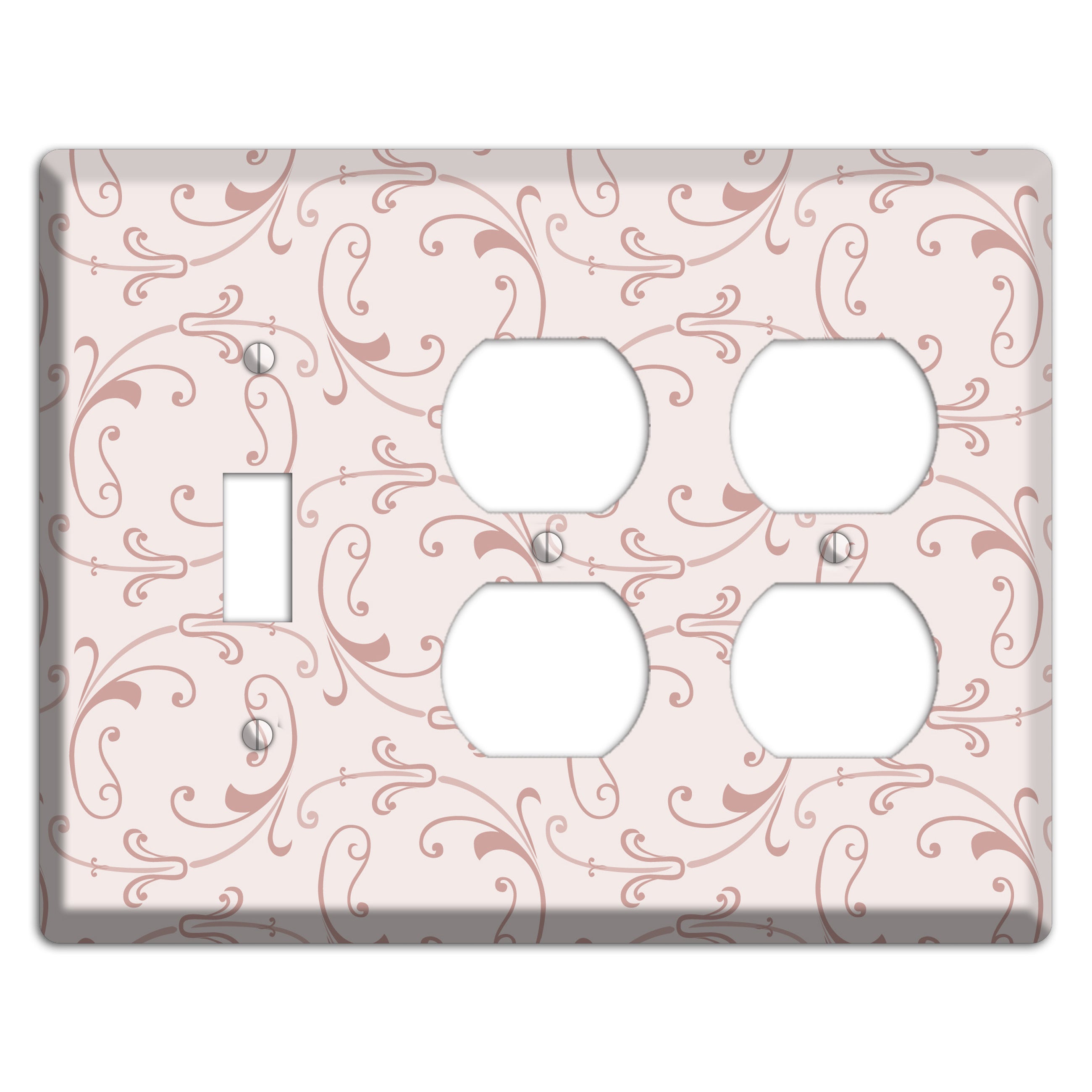 Dusty Rose Victorian Sprig Toggle / 2 Duplex Wallplate
