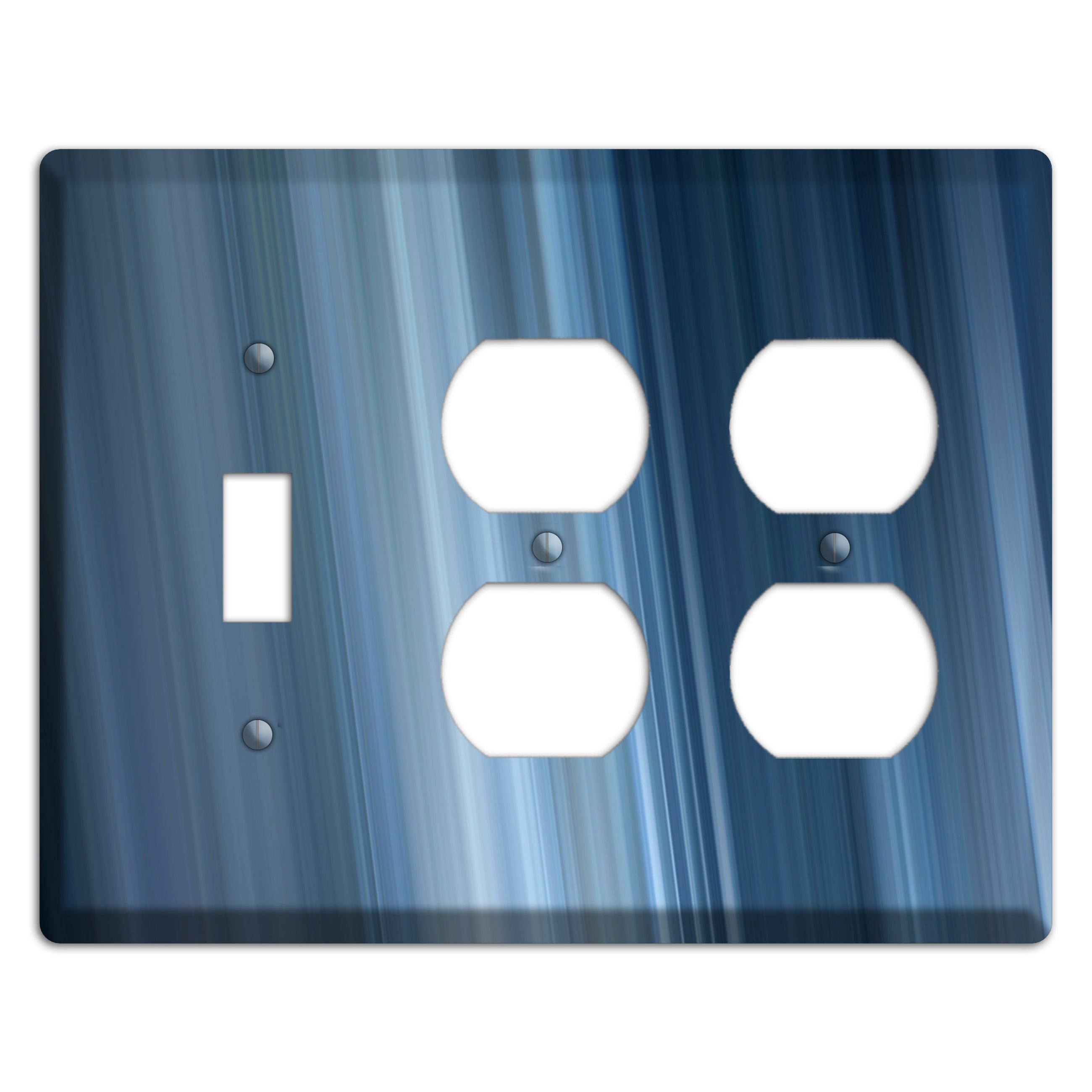 Brushed Blue Stripes Toggle / 2 Duplex Wallplate