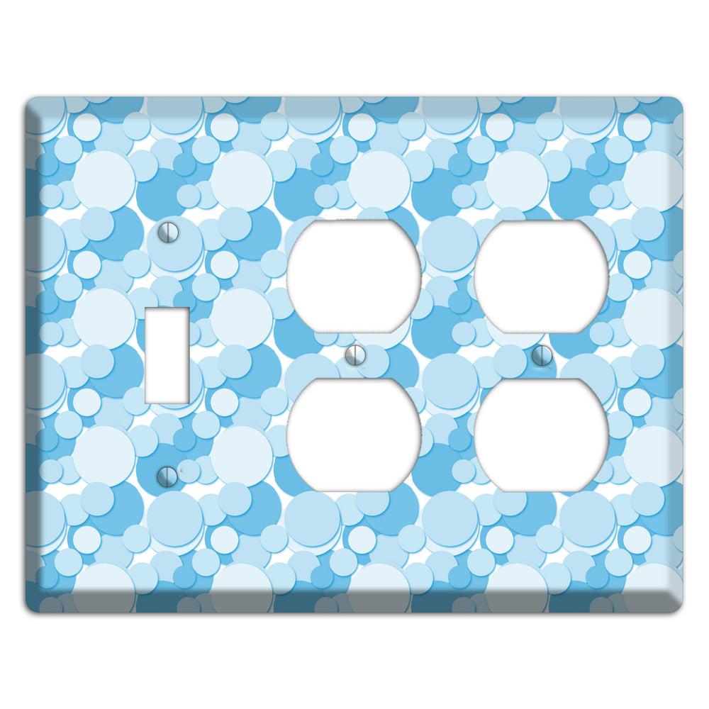 Multi Blue Bubble Dots Toggle / 2 Duplex Wallplate