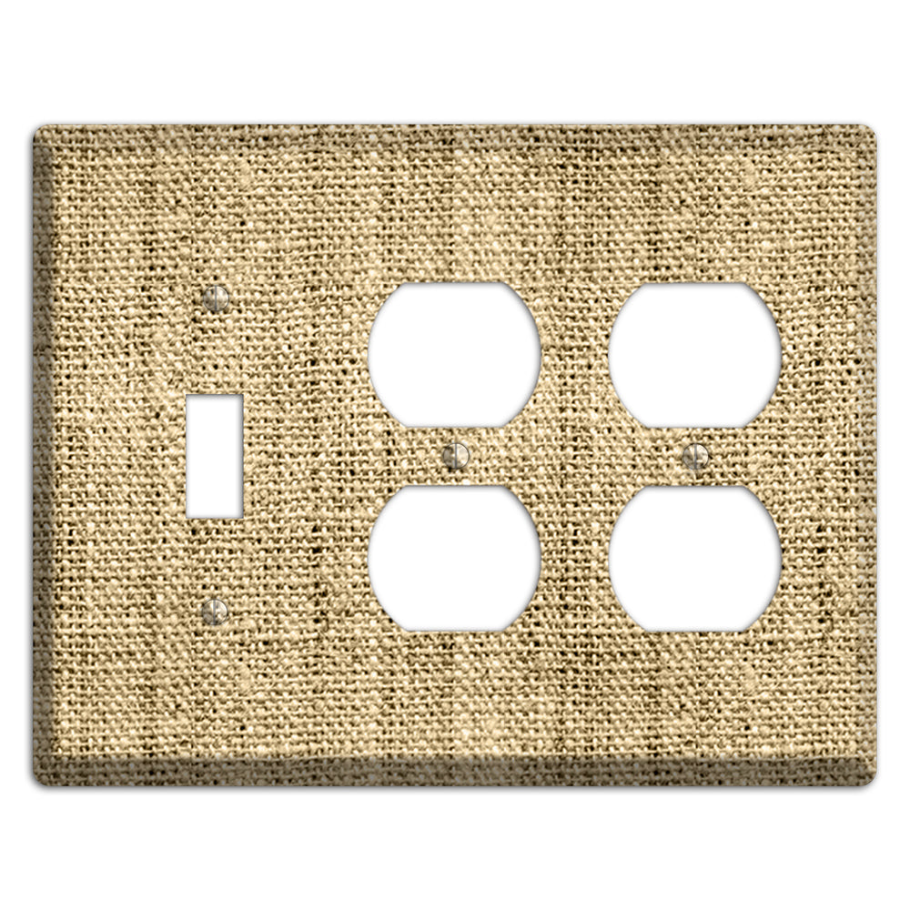 Indian Khaki Burlap Toggle / 2 Duplex Wallplate