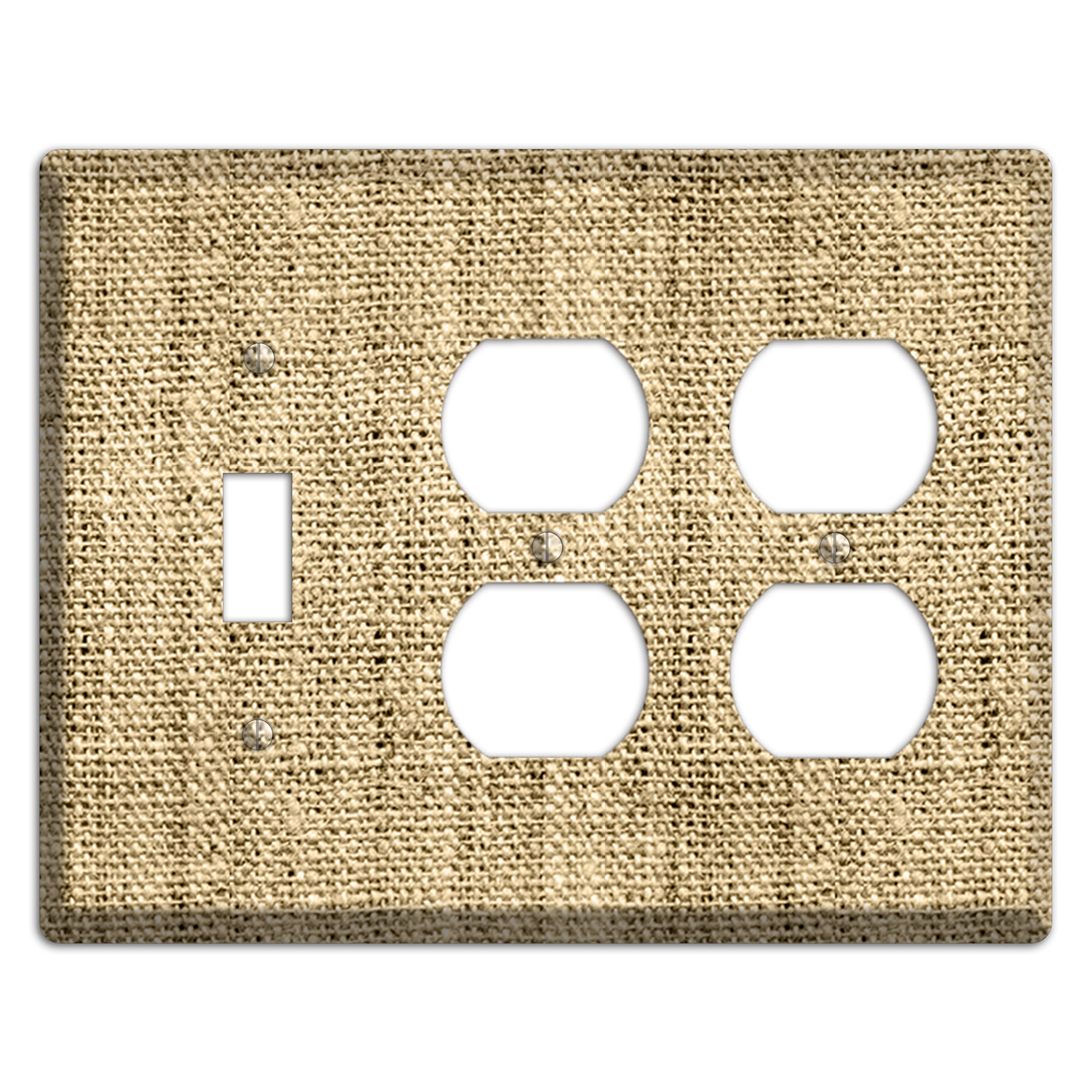 Indian Khaki Burlap Toggle / 2 Duplex Wallplate