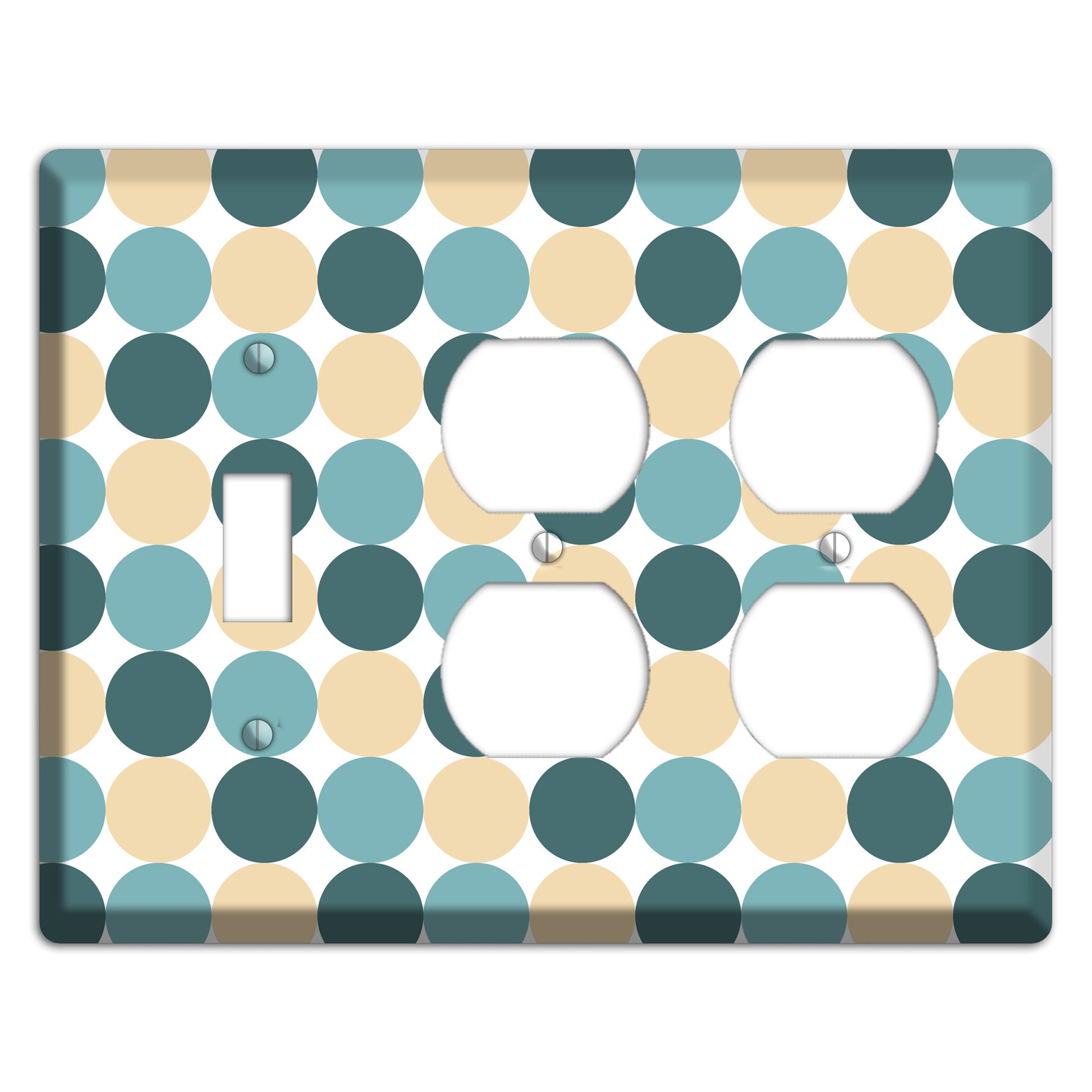 Dusty Blue Beige Tiled Dots Toggle / 2 Duplex Wallplate