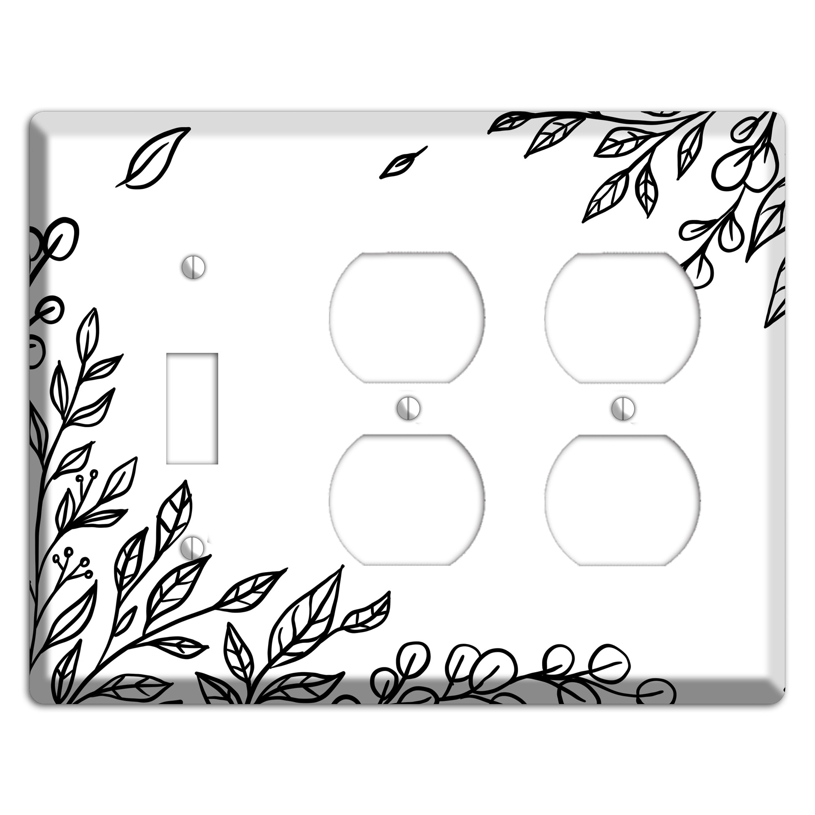 Hand-Drawn Floral 21 Toggle / 2 Duplex Wallplate