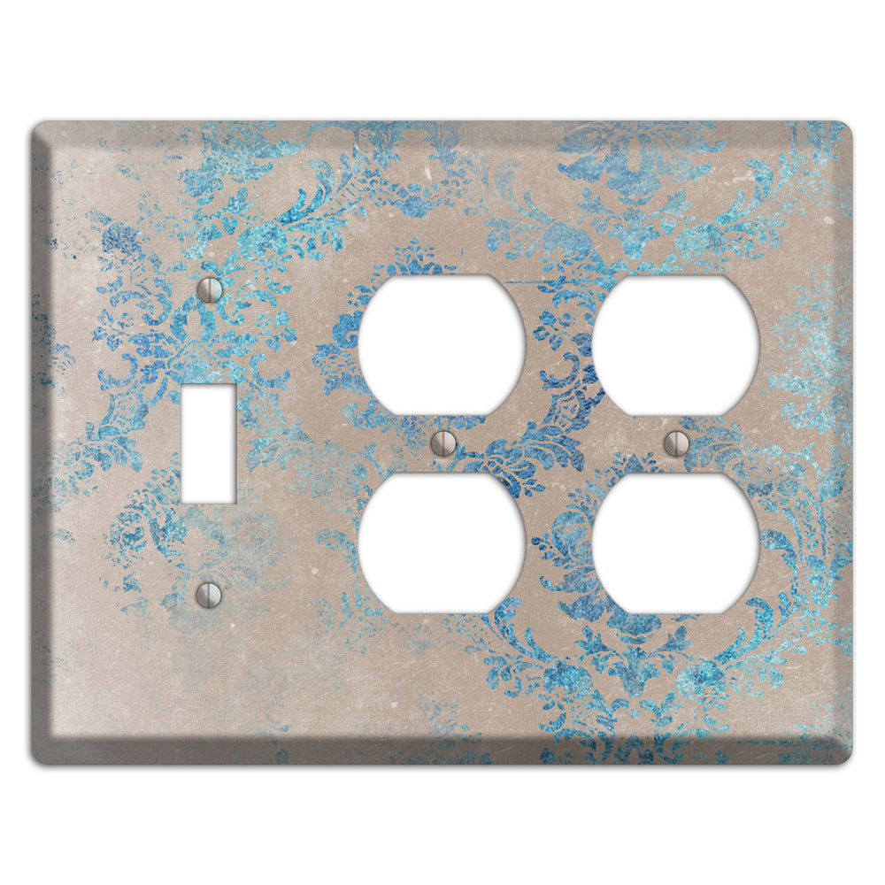 Pewter Whimsical Damask Toggle / 2 Duplex Wallplate