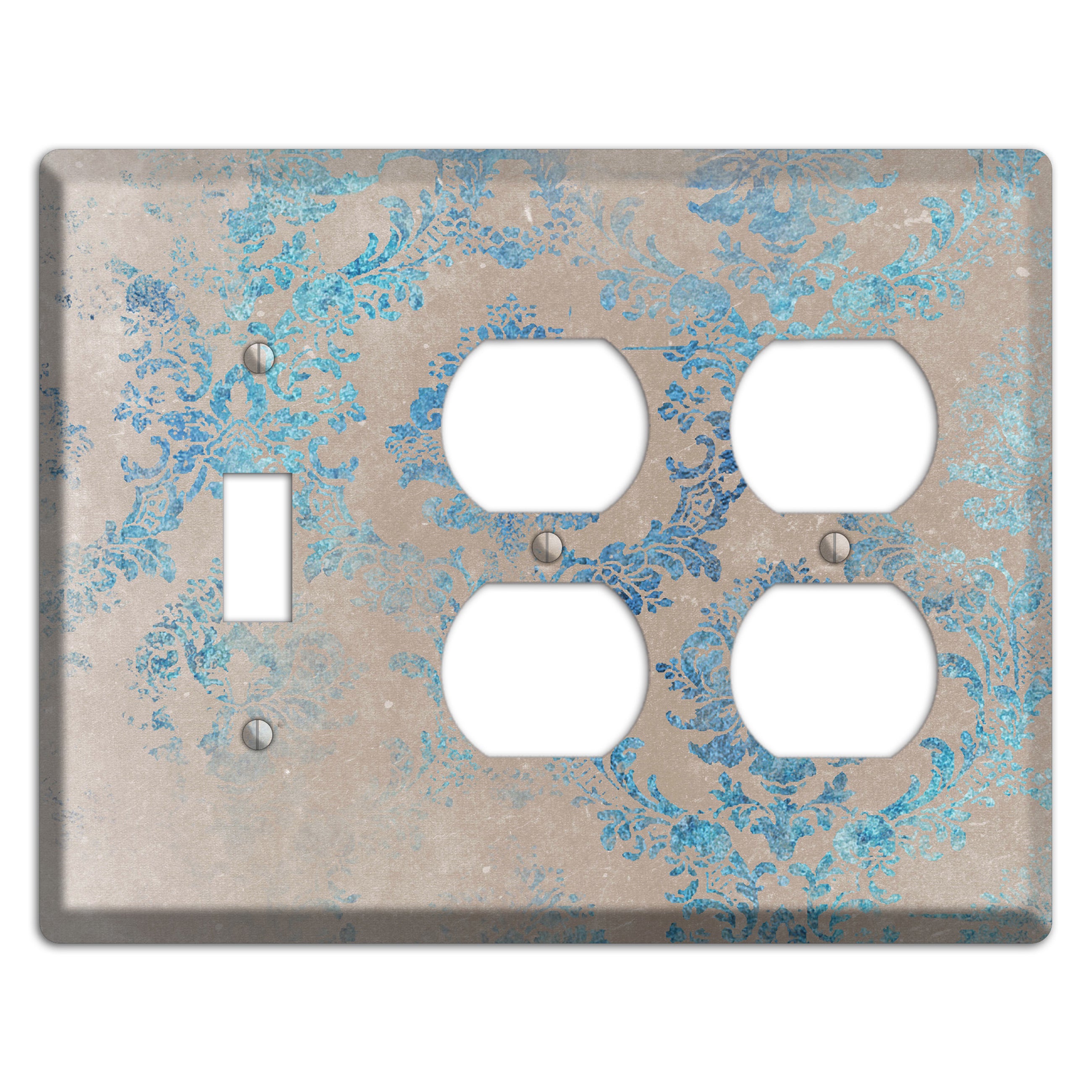 Pewter Whimsical Damask Toggle / 2 Duplex Wallplate