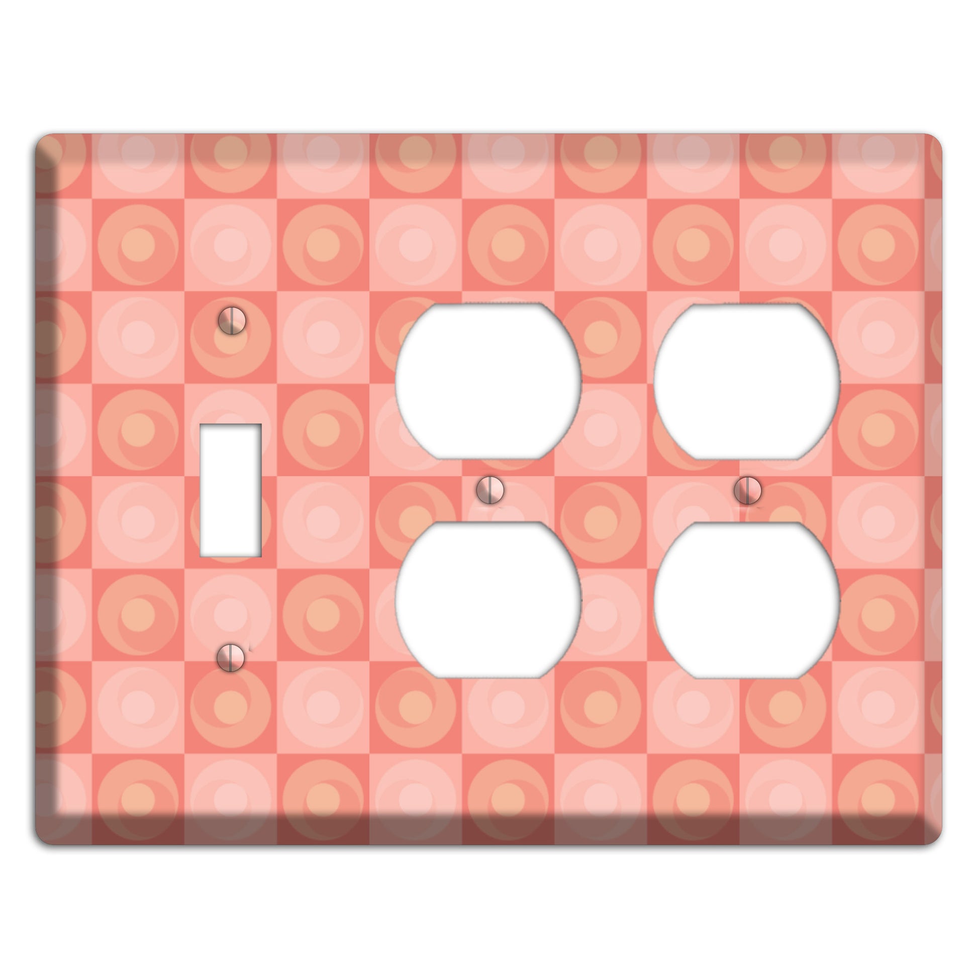 Pink Tiled Circles Toggle / 2 Duplex Wallplate