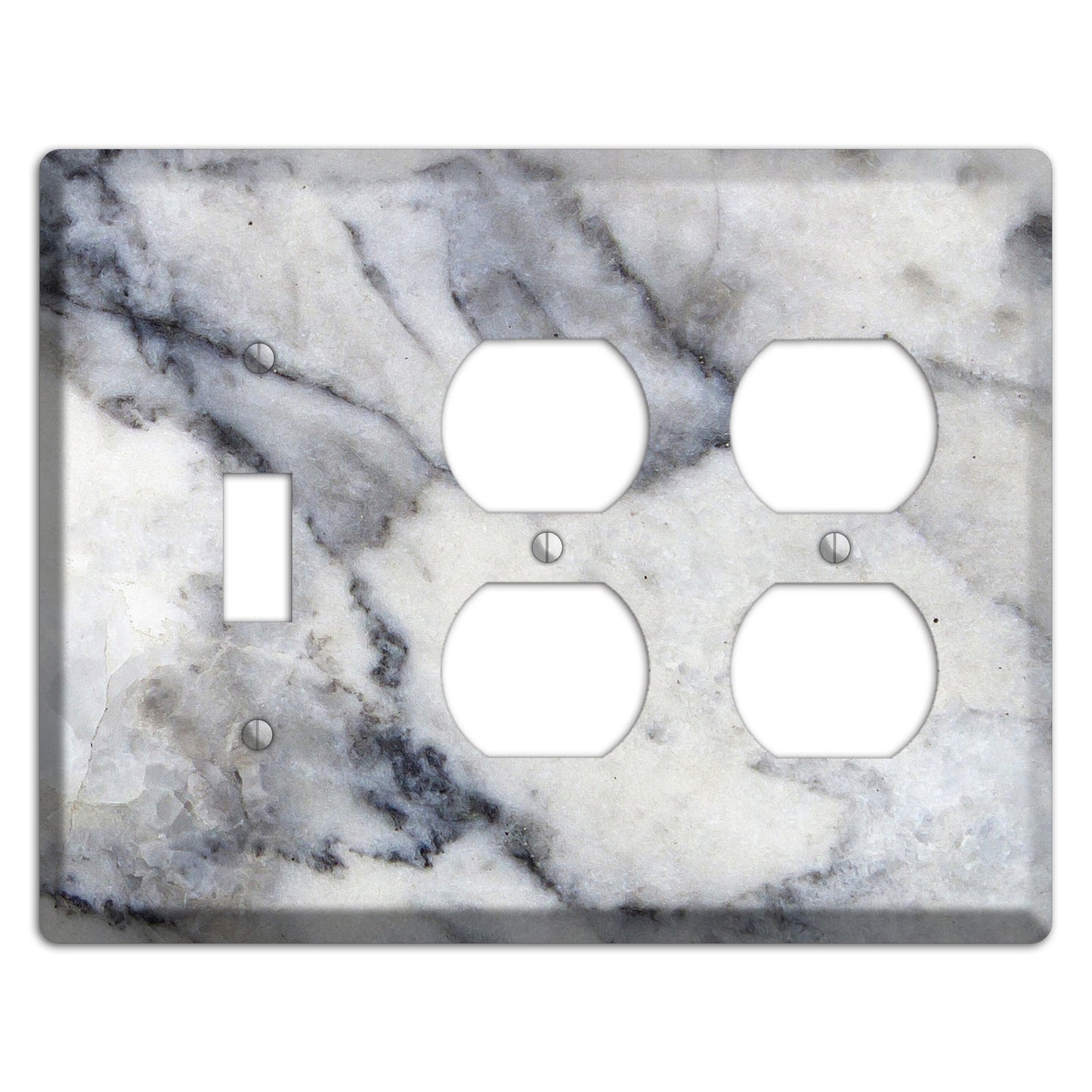 White and Grey Marble Toggle / 2 Duplex Wallplate