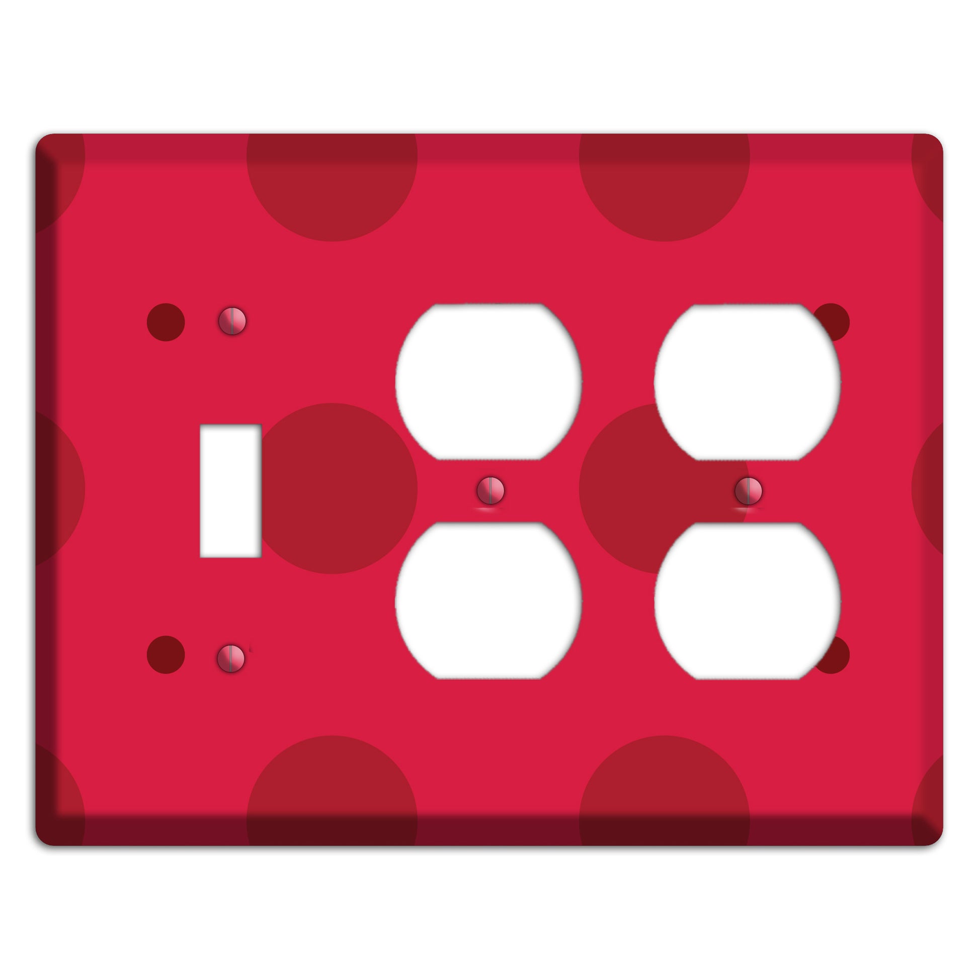 Red with Red Multi Tiled Medium Dots Toggle / 2 Duplex Wallplate