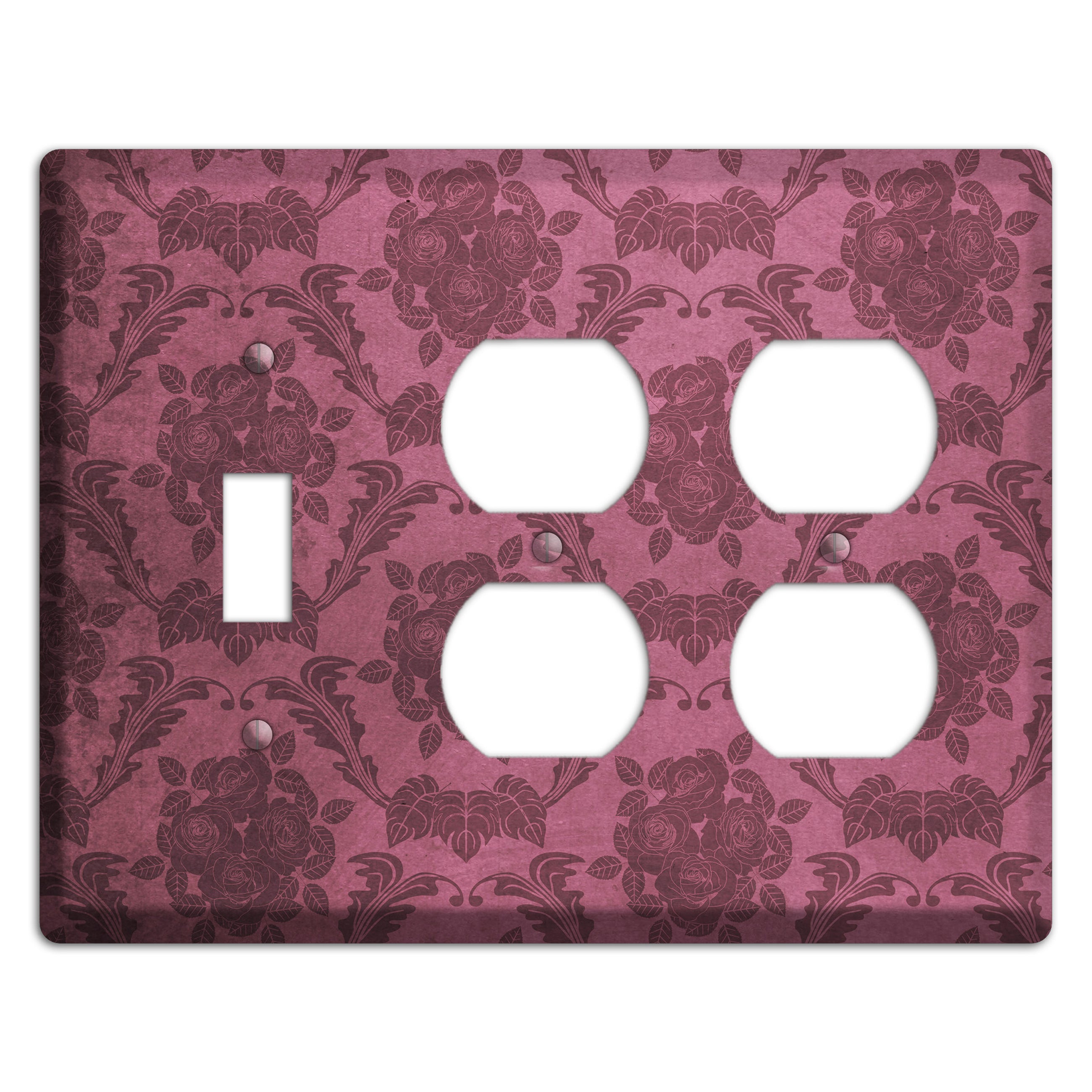 Turkish Rose Vintage Rose Damask Toggle / 2 Duplex Wallplate