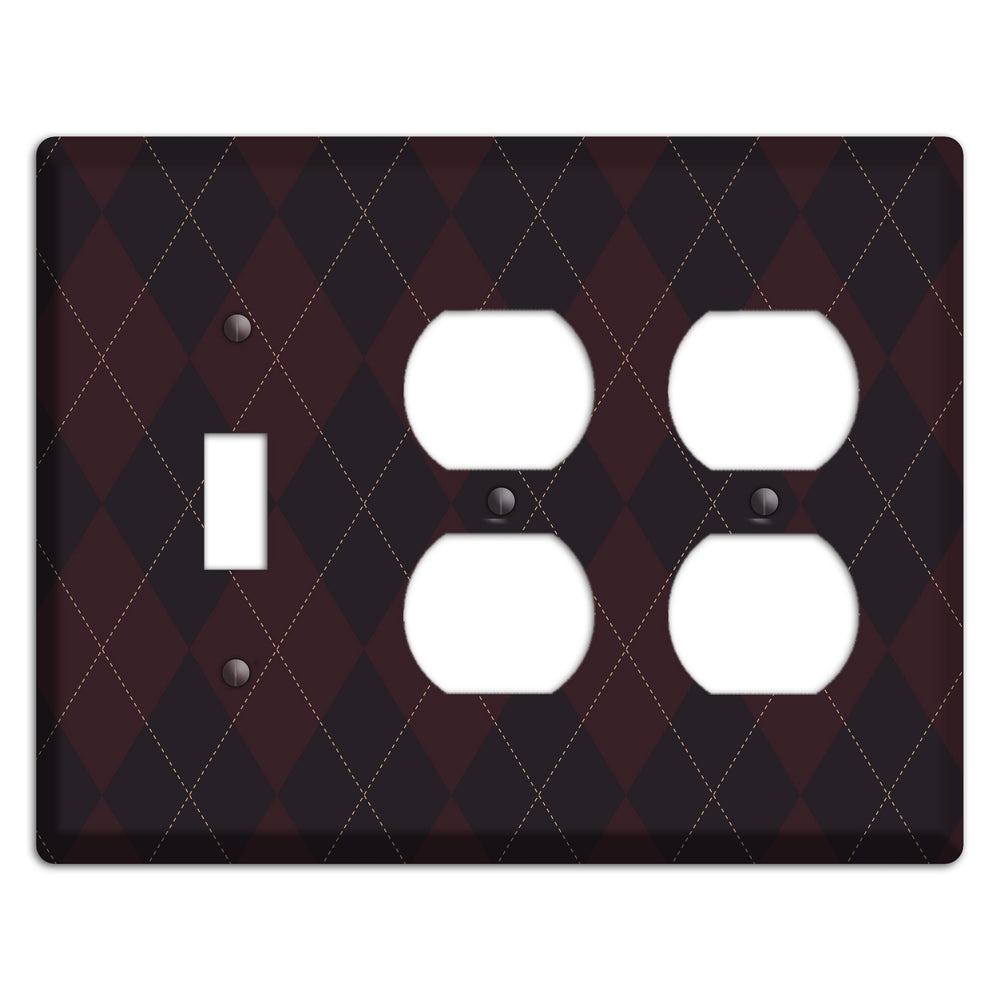 Black Argyle Toggle / 2 Duplex Wallplate