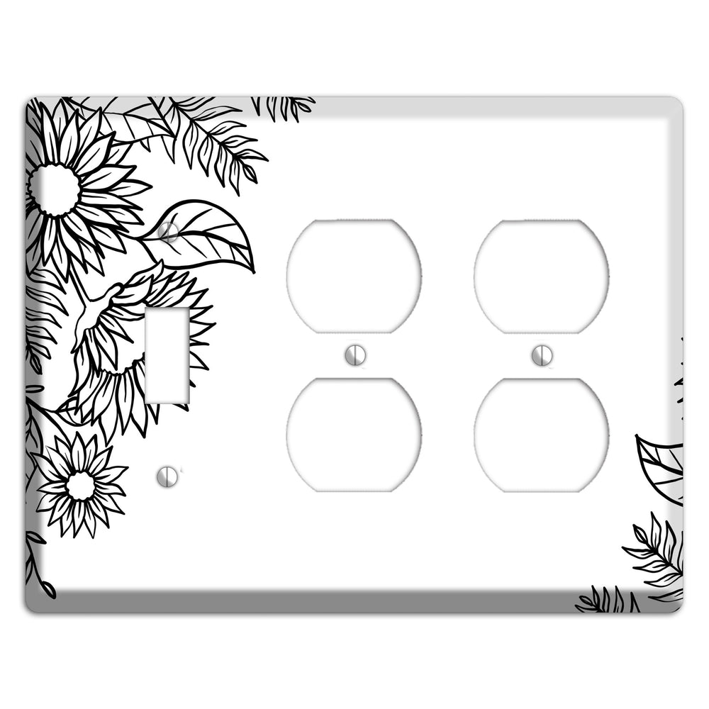 Hand-Drawn Floral 5 Toggle / 2 Duplex Wallplate