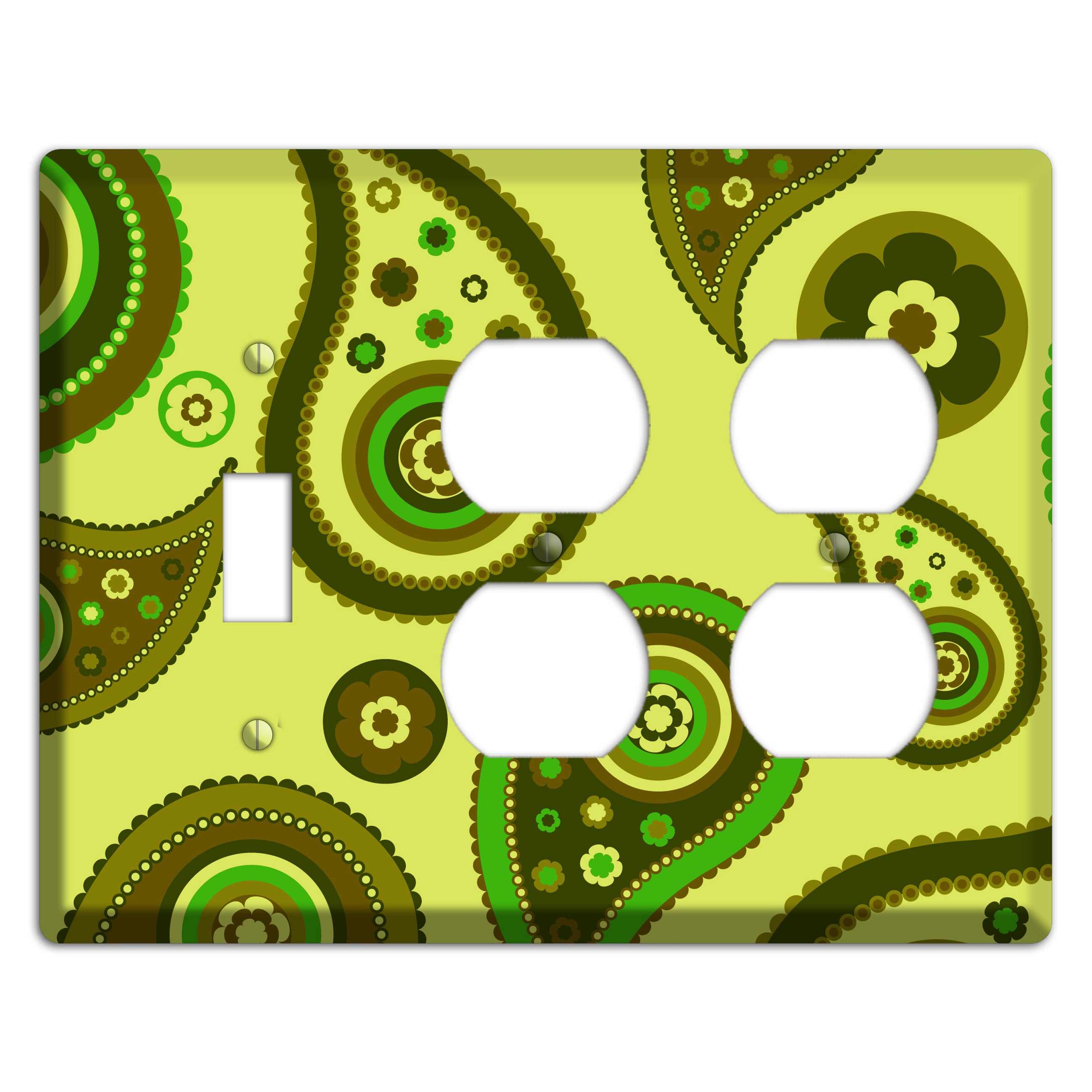 Bright Green Paisley Toggle / 2 Duplex Wallplate