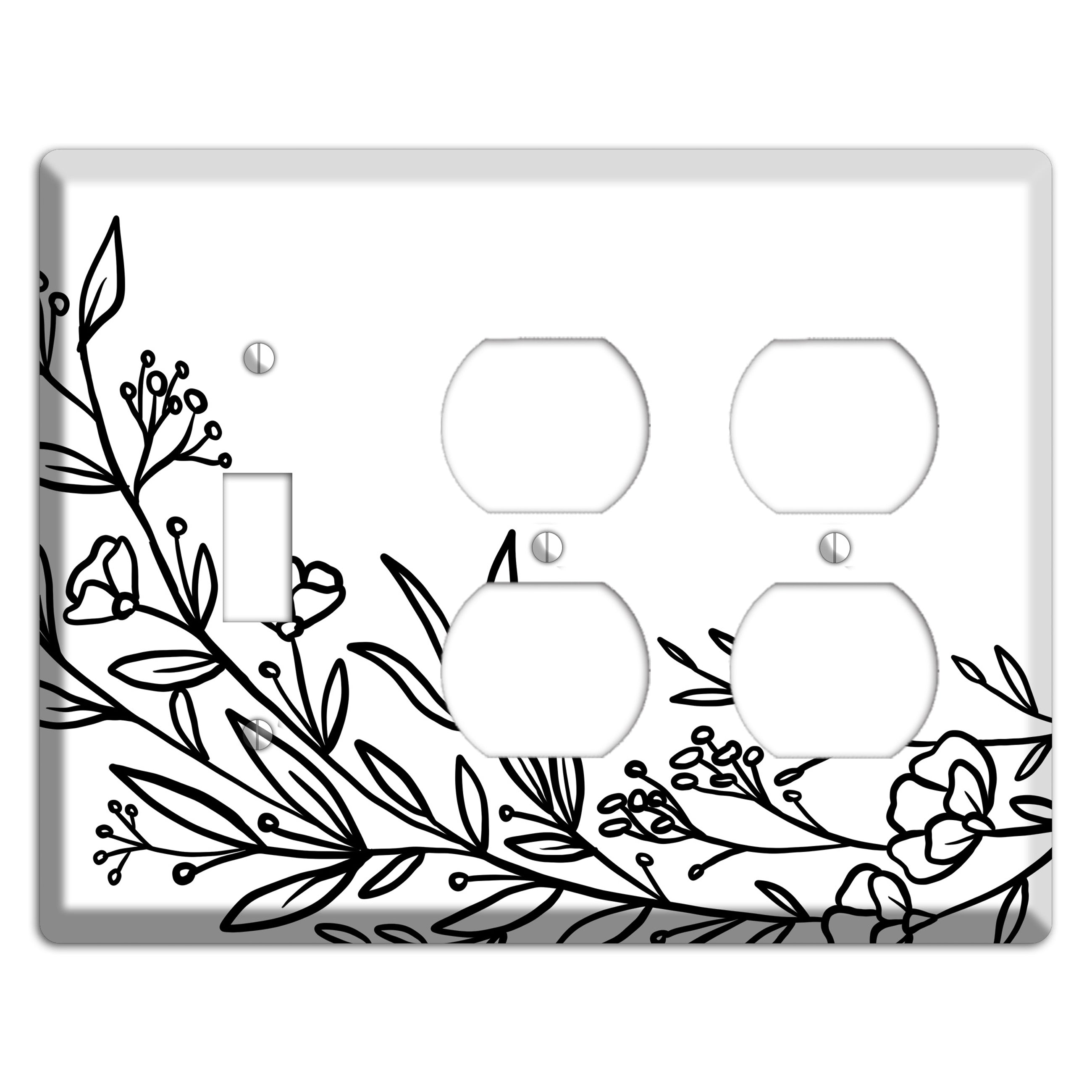 Hand-Drawn Floral 24 Toggle / 2 Duplex Wallplate