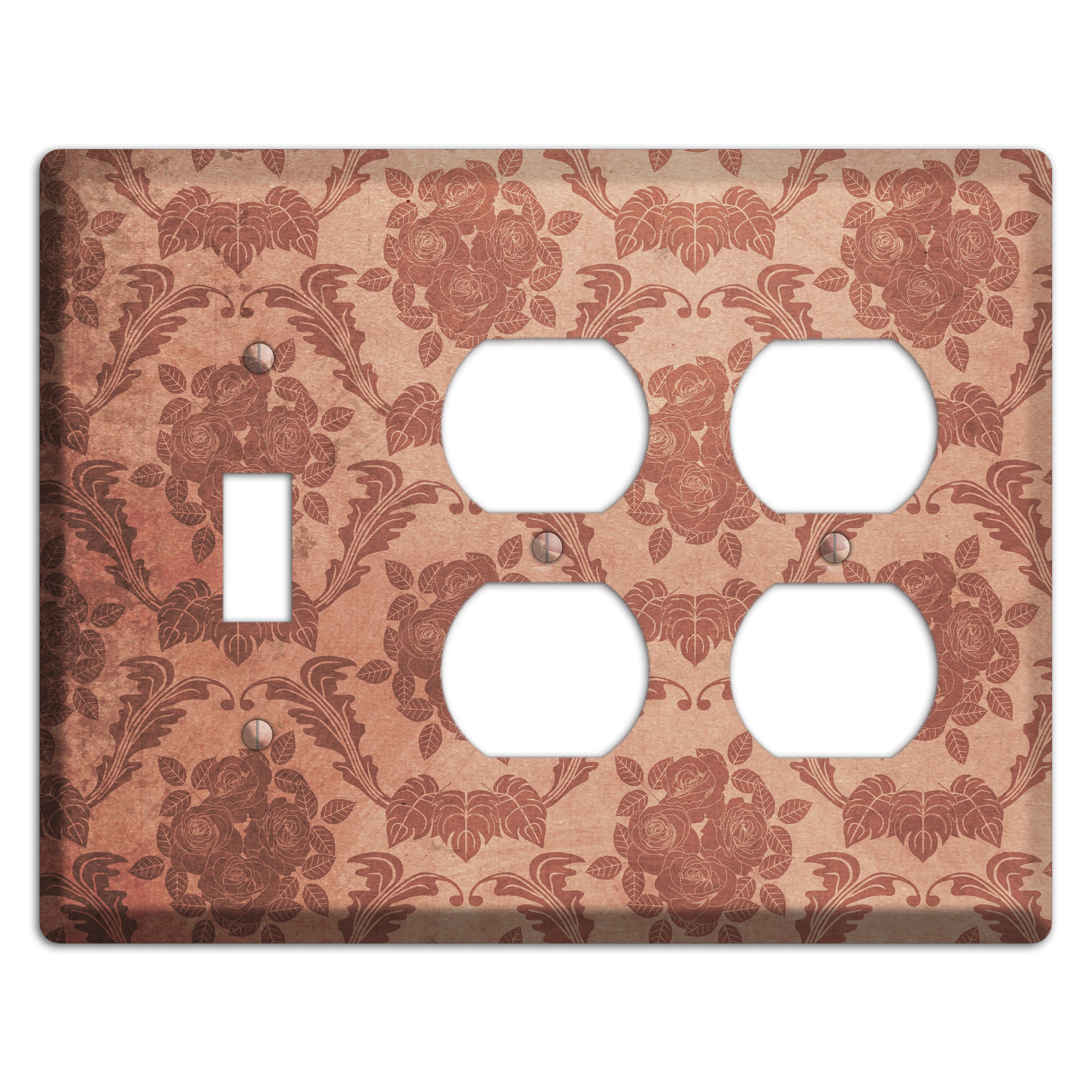 Old Rose Vintage Rose Damask Toggle / 2 Duplex Wallplate