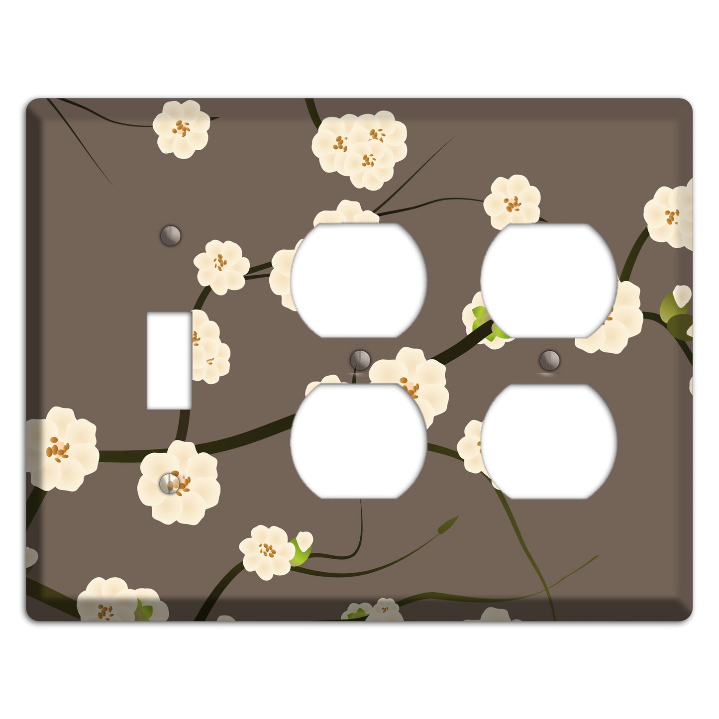 Yellow and Brown Cherry Blossoms Toggle / 2 Duplex Wallplate