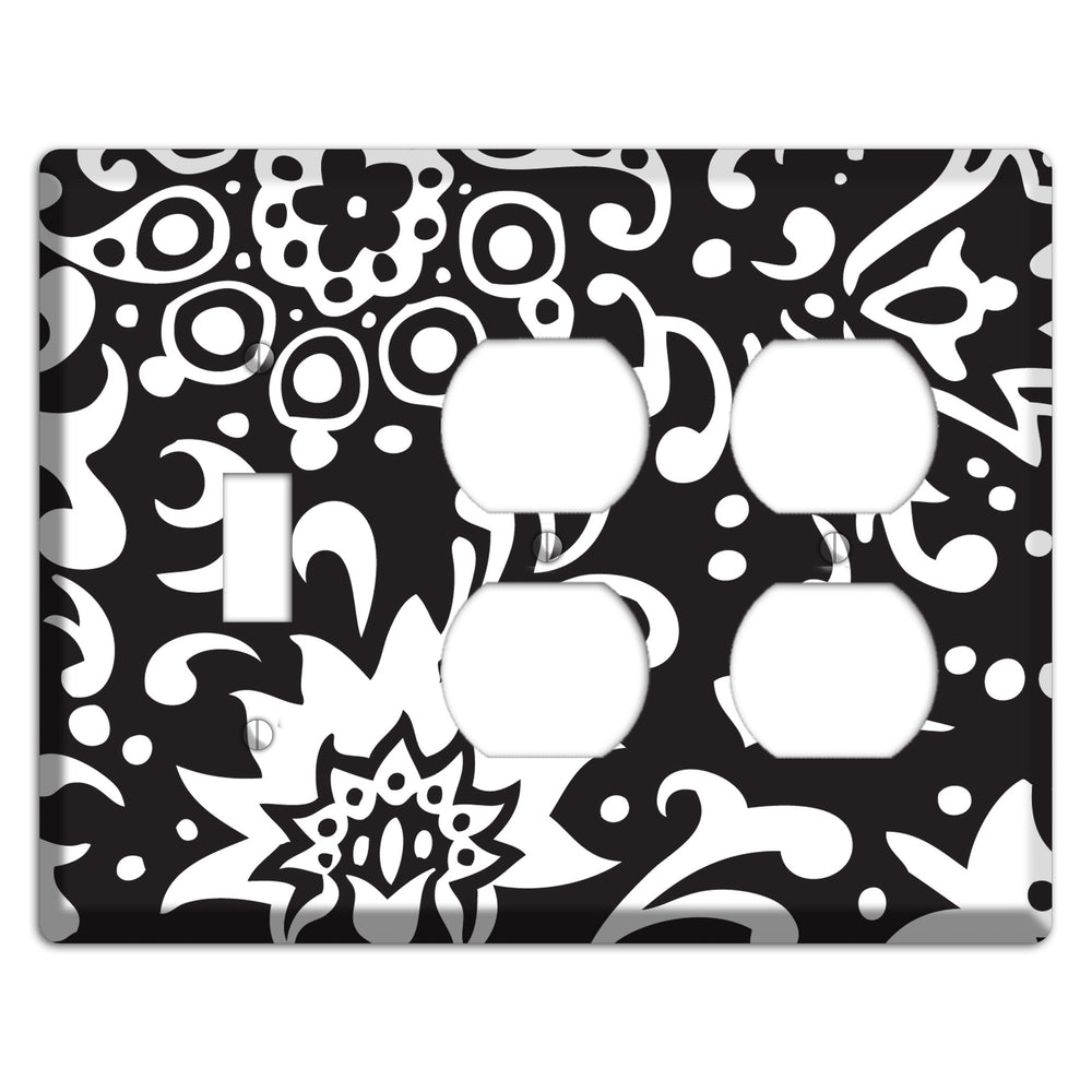 Black with White Boteh Toggle / 2 Duplex Wallplate