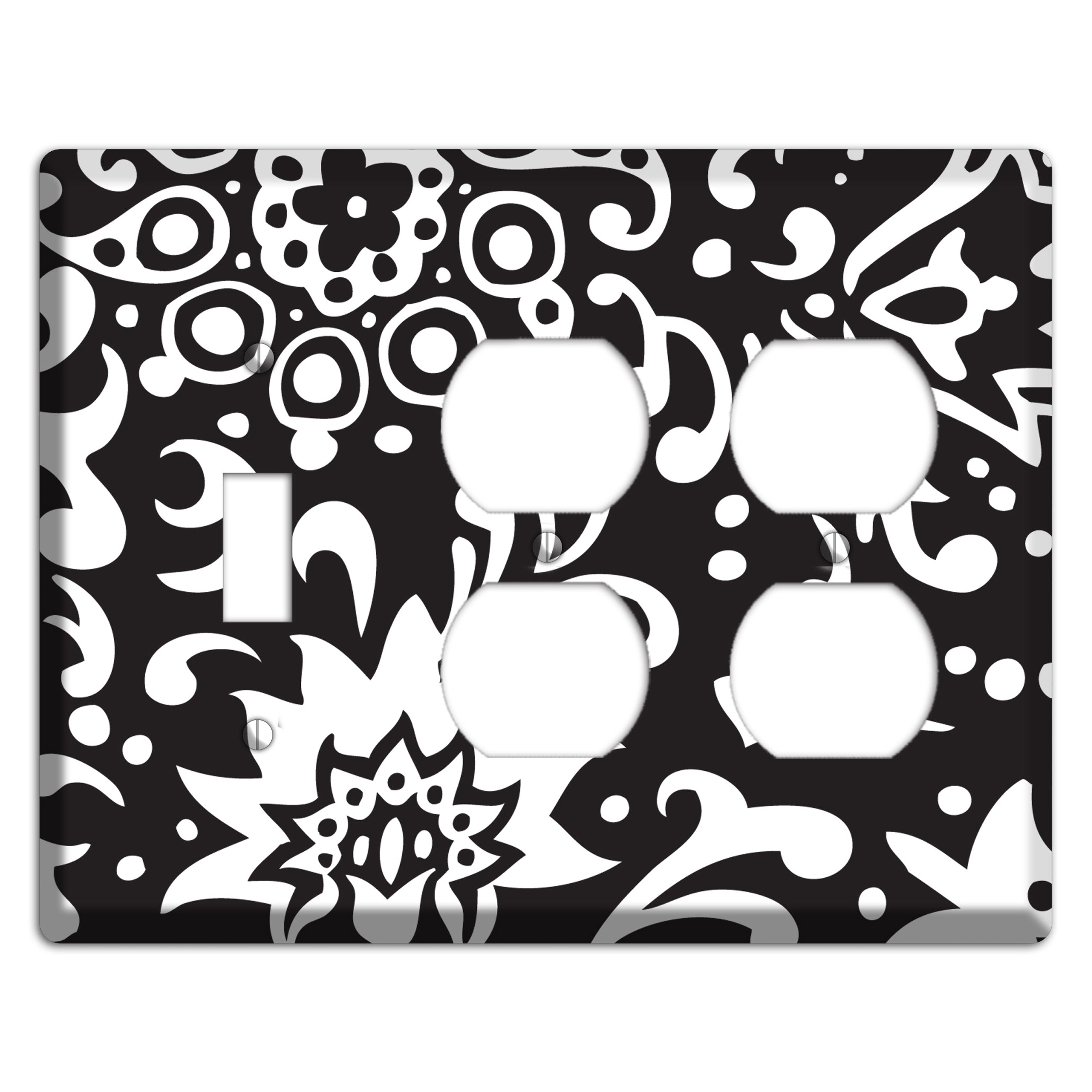 Black with White Boteh Toggle / 2 Duplex Wallplate