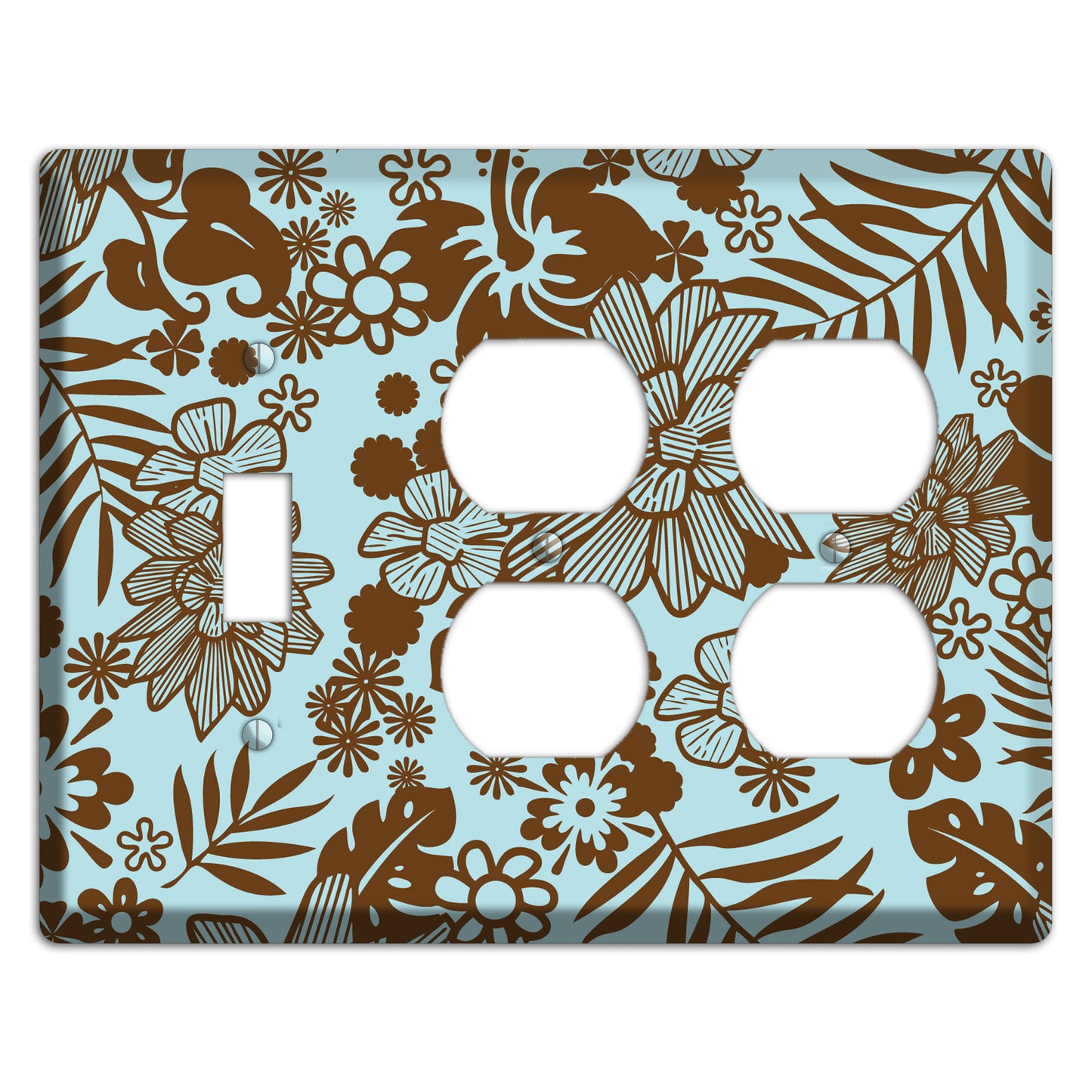 Blue and Brown Tropical Toggle / 2 Duplex Wallplate