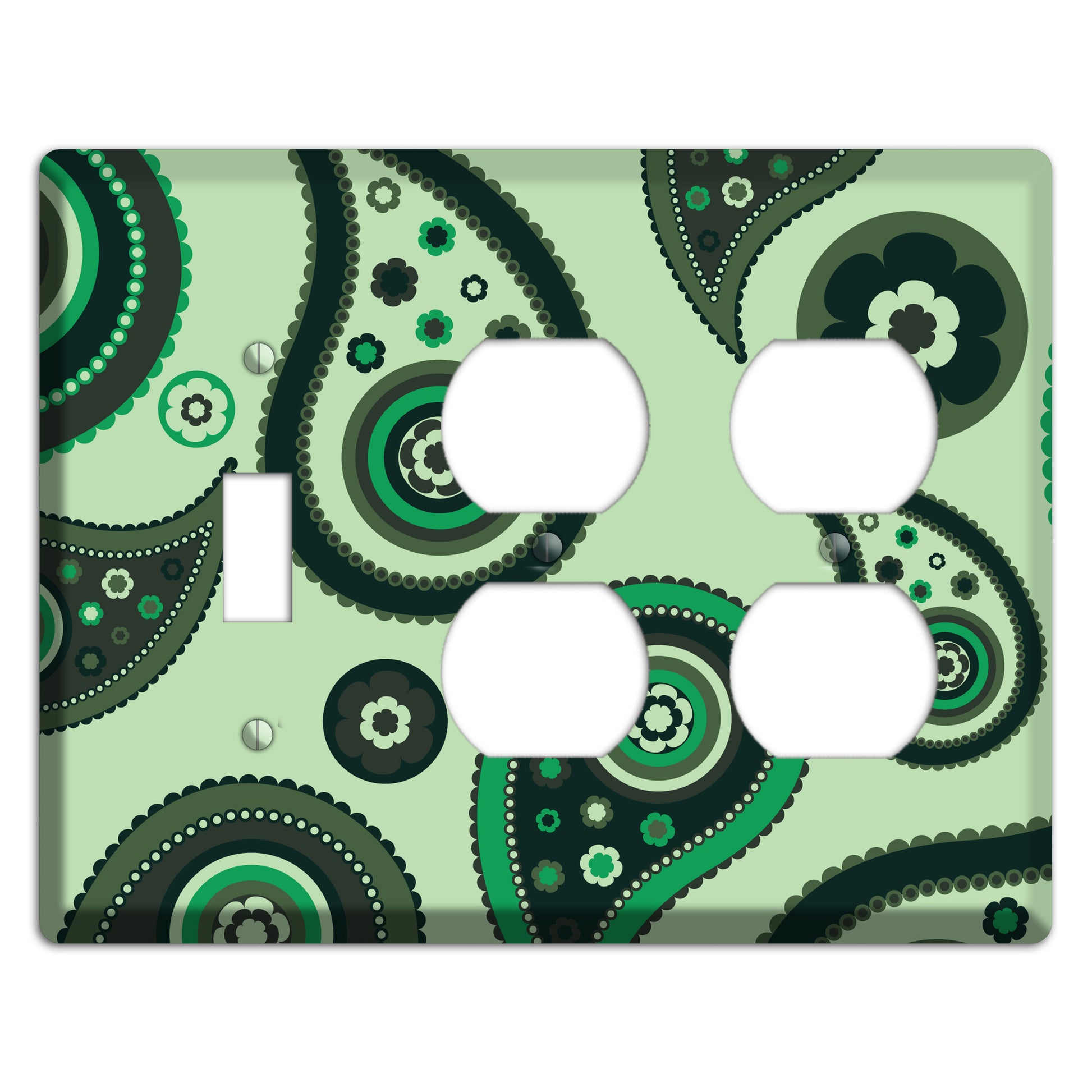Green Paisley Toggle / 2 Duplex Wallplate