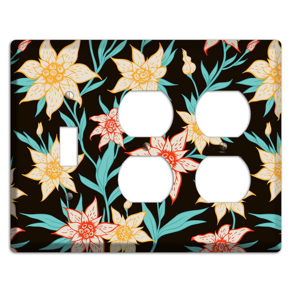 Hand Drawn Flowers Style B Toggle / 2 Duplex Wallplate