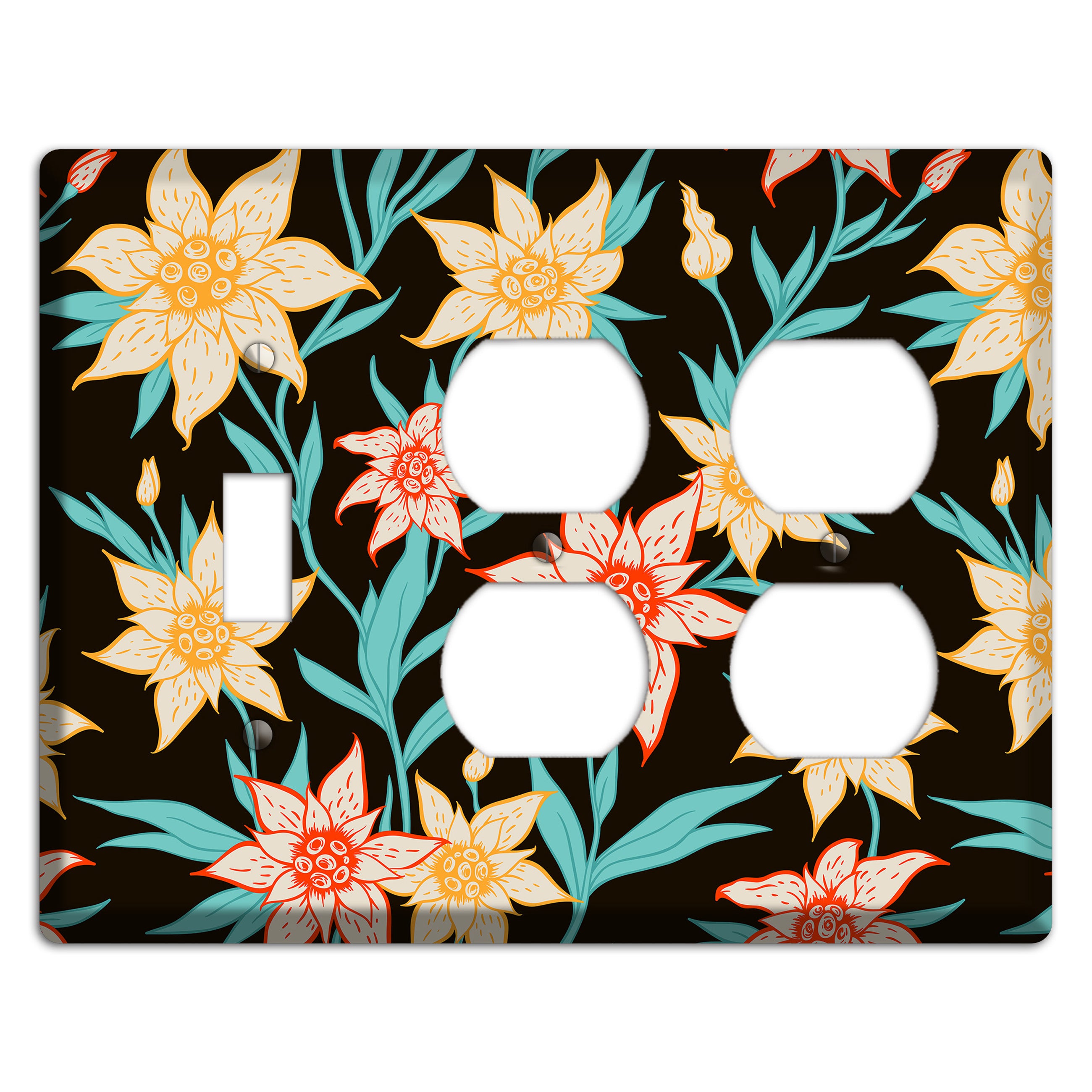 Hand Drawn Flowers Style B Toggle / 2 Duplex Wallplate