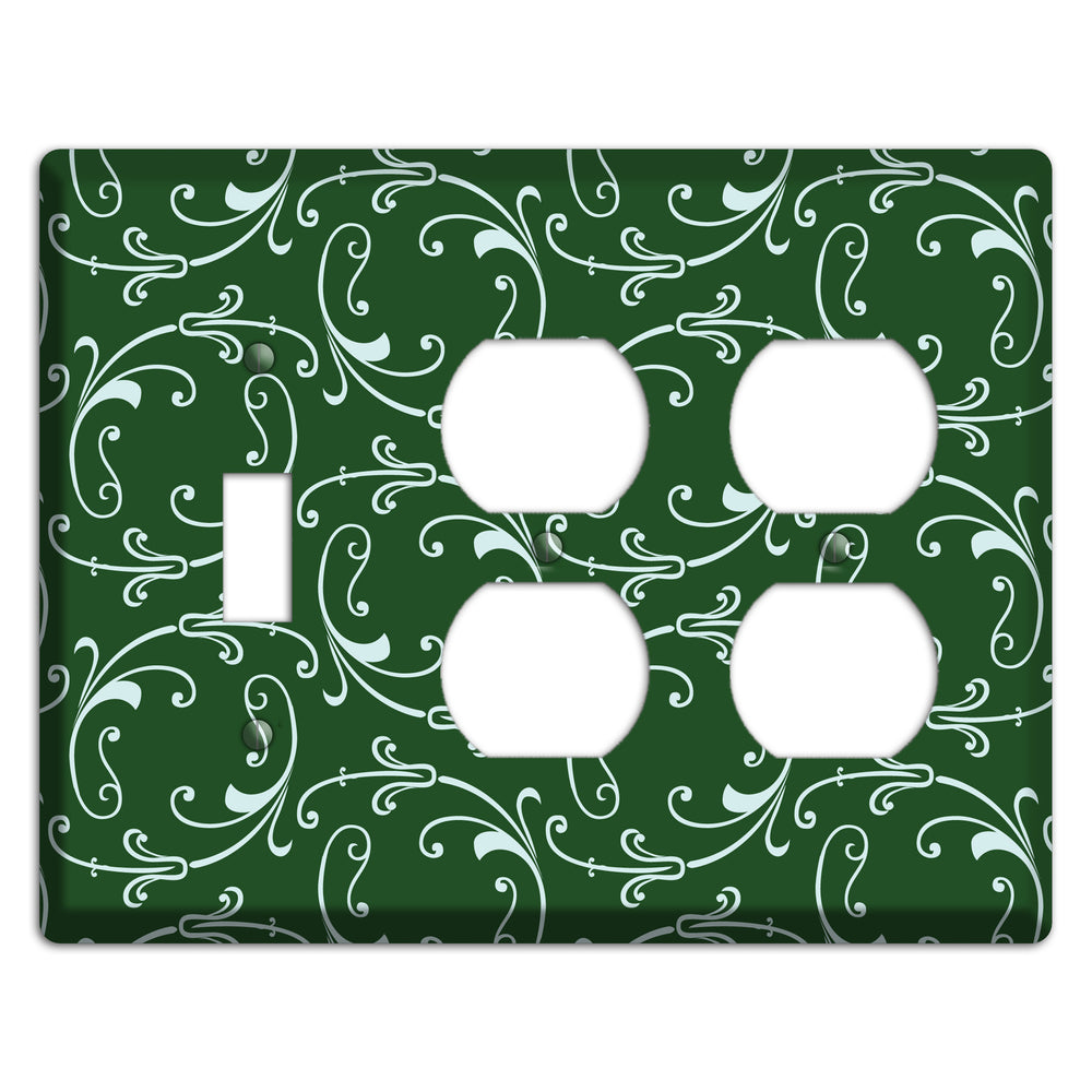 Green Victorian Sprig Toggle / 2 Duplex Wallplate