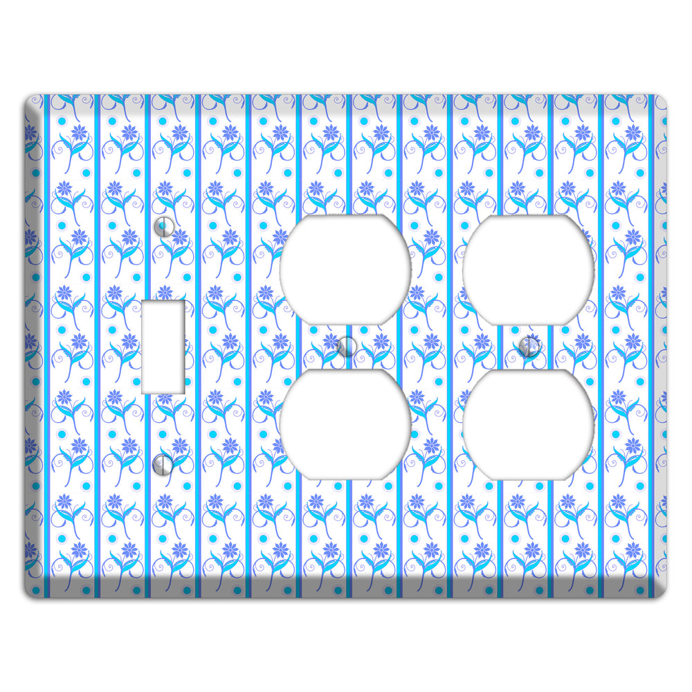 Blue Floral Pattern Toggle / 2 Duplex Wallplate