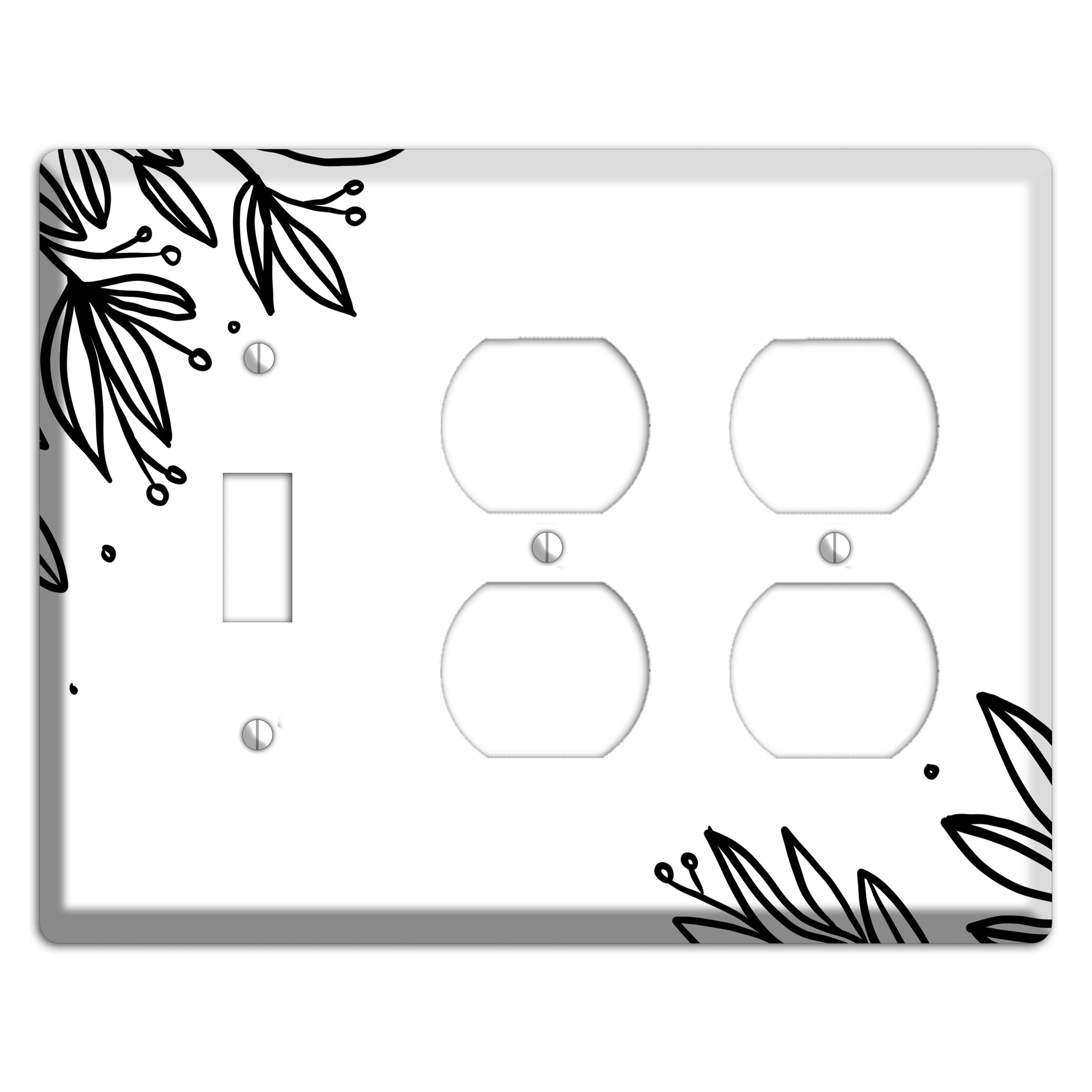 Hand-Drawn Floral 9 Toggle / 2 Duplex Wallplate