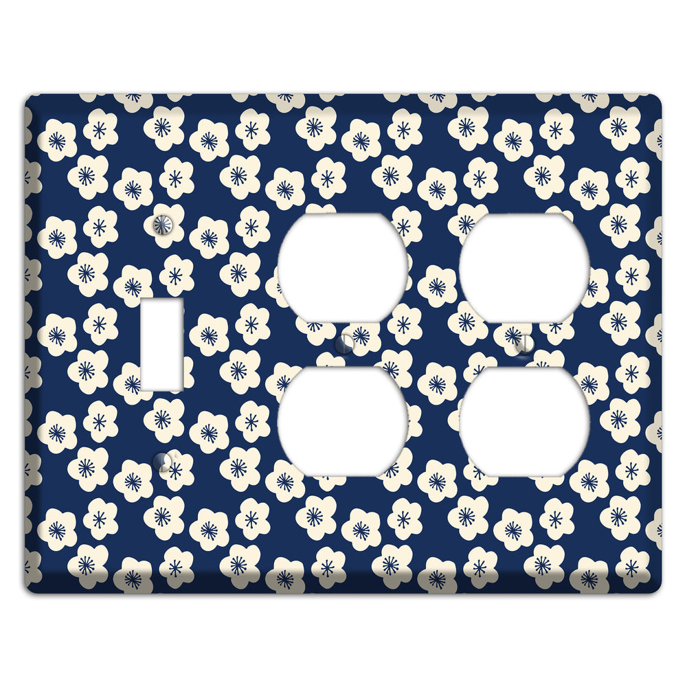 Navy Blossoms Toggle / 2 Duplex Wallplate