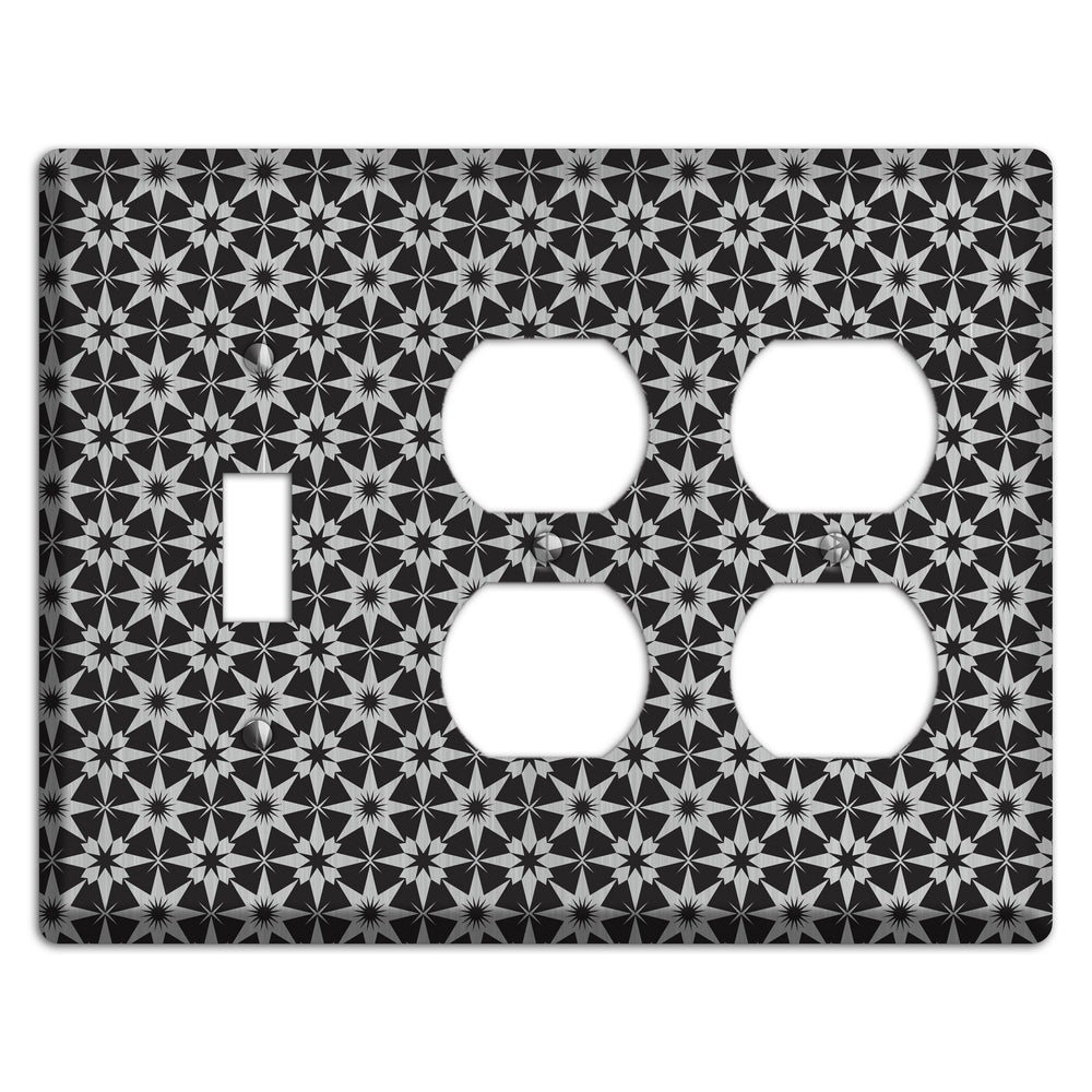 Black with Stainless Steel Foulard Toggle / 2 Duplex Wallplate