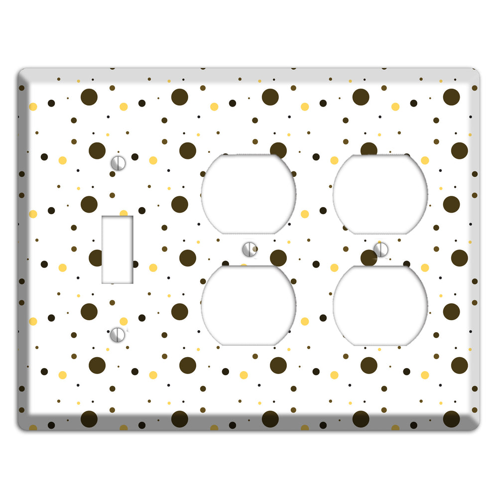 White with Black and Yellow Tiny Dots Toggle / 2 Duplex Wallplate
