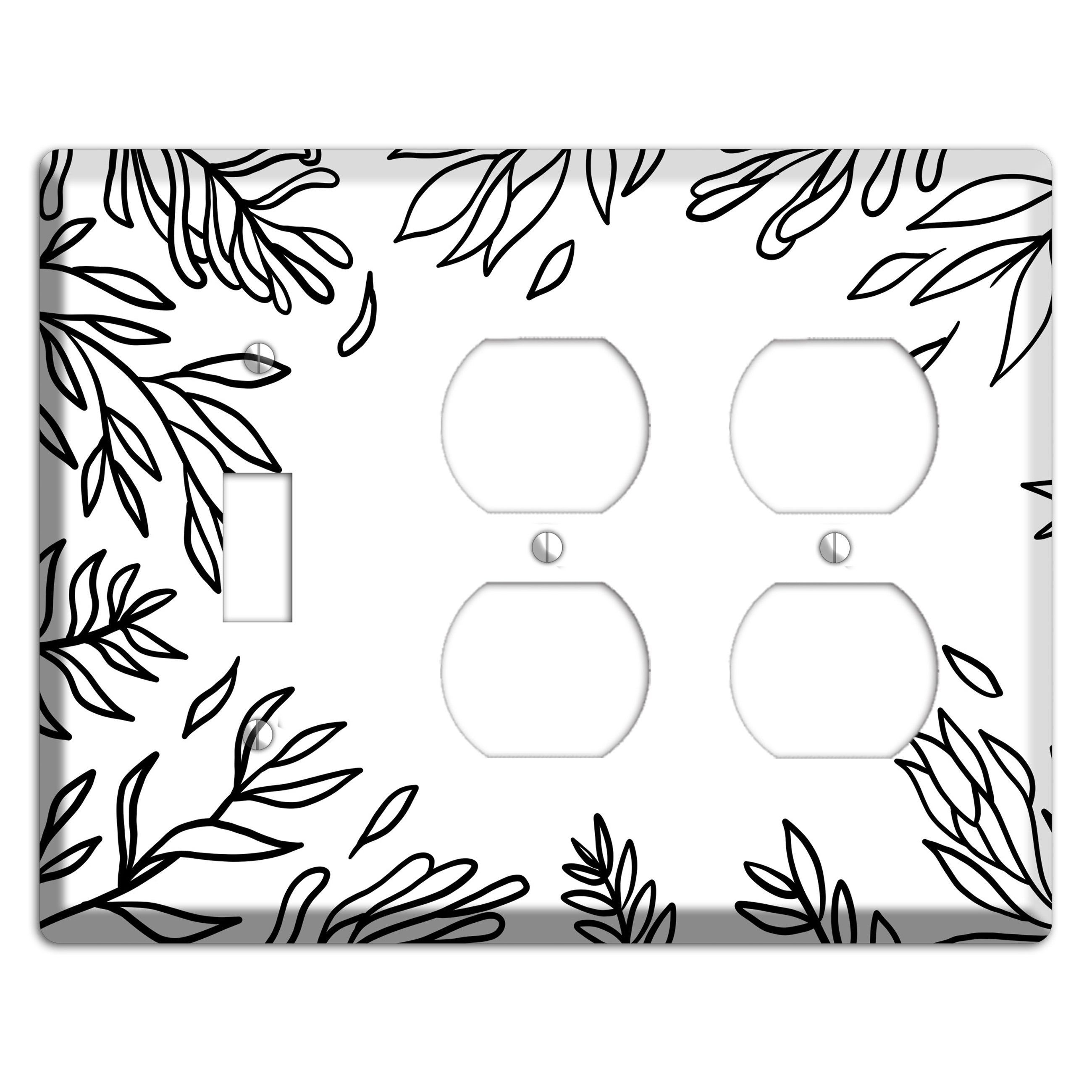 Hand-Drawn Leaves 8 Toggle / 2 Duplex Wallplate