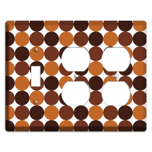 Multi Brown Tiled Dots Toggle / 2 Duplex Wallplate