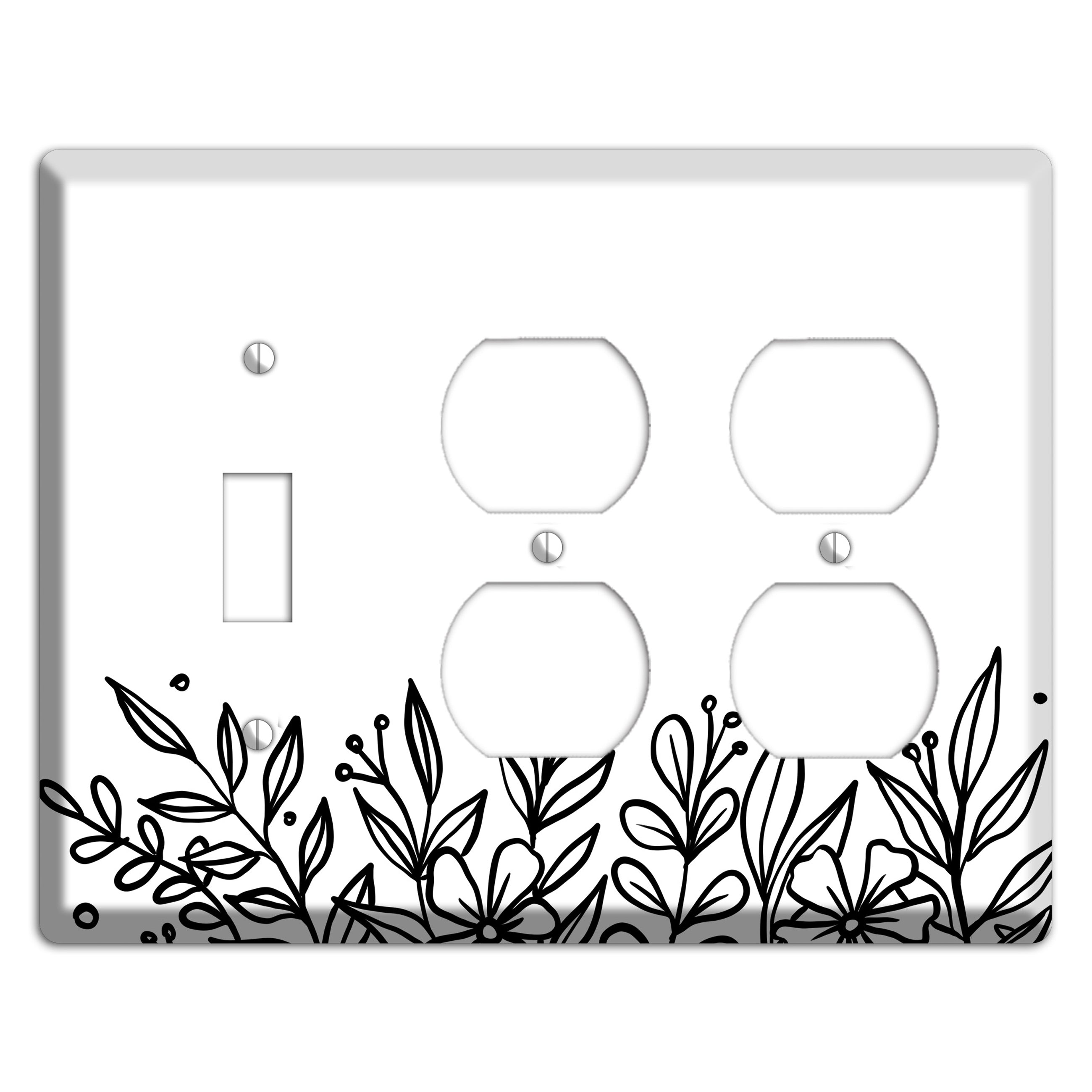 Hand-Drawn Floral 11 Toggle / 2 Duplex Wallplate