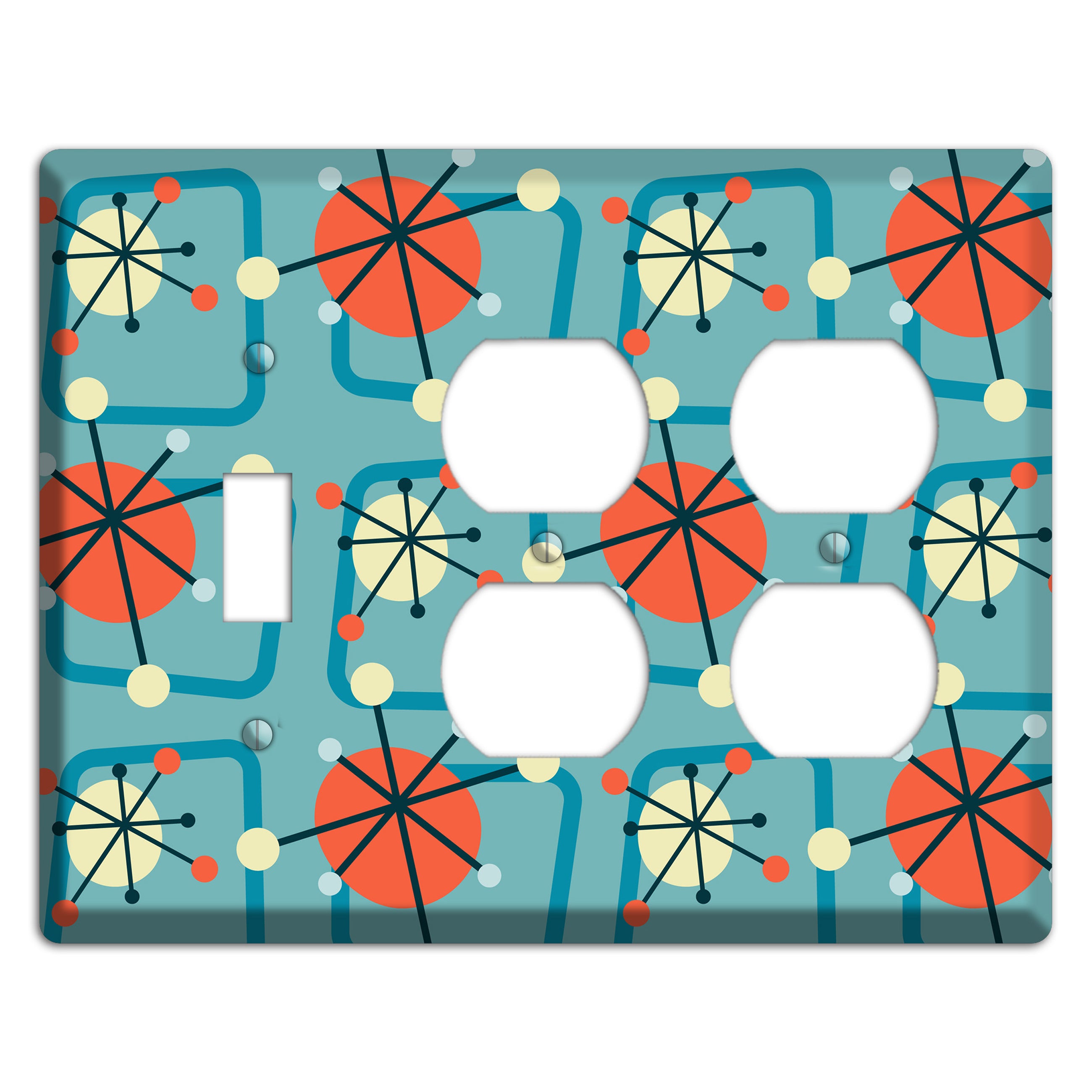 Orange Atomic Burst Toggle / 2 Duplex Wallplate