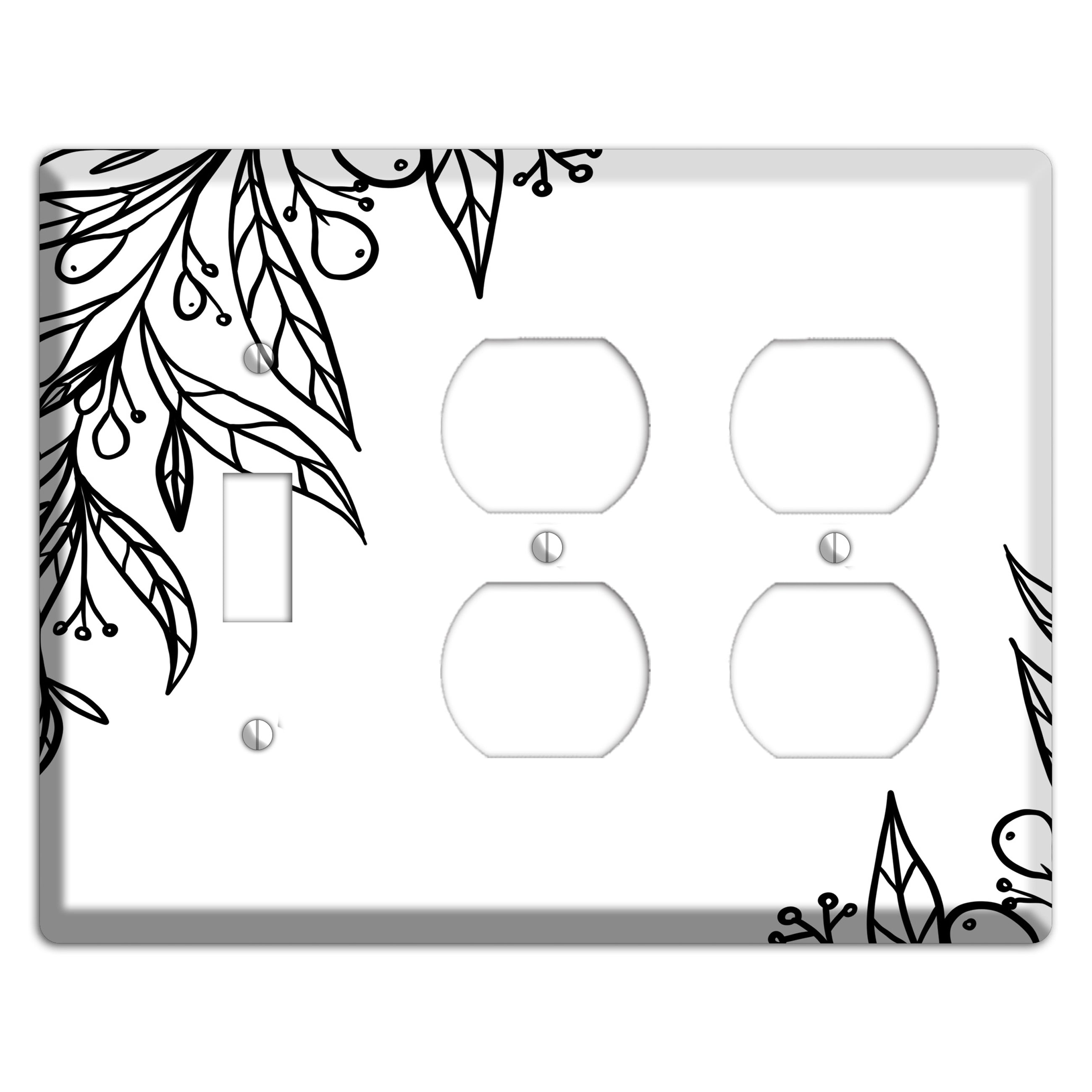 Hand-Drawn Floral 23 Toggle / 2 Duplex Wallplate
