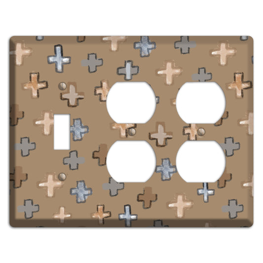 Brown Plus Signs Toggle / 2 Duplex Wallplate