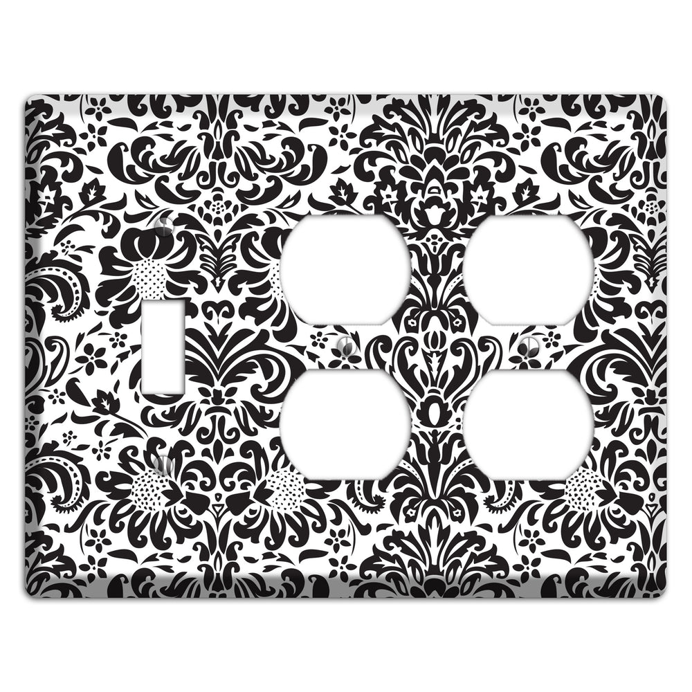 White with Black Toile Toggle / 2 Duplex Wallplate