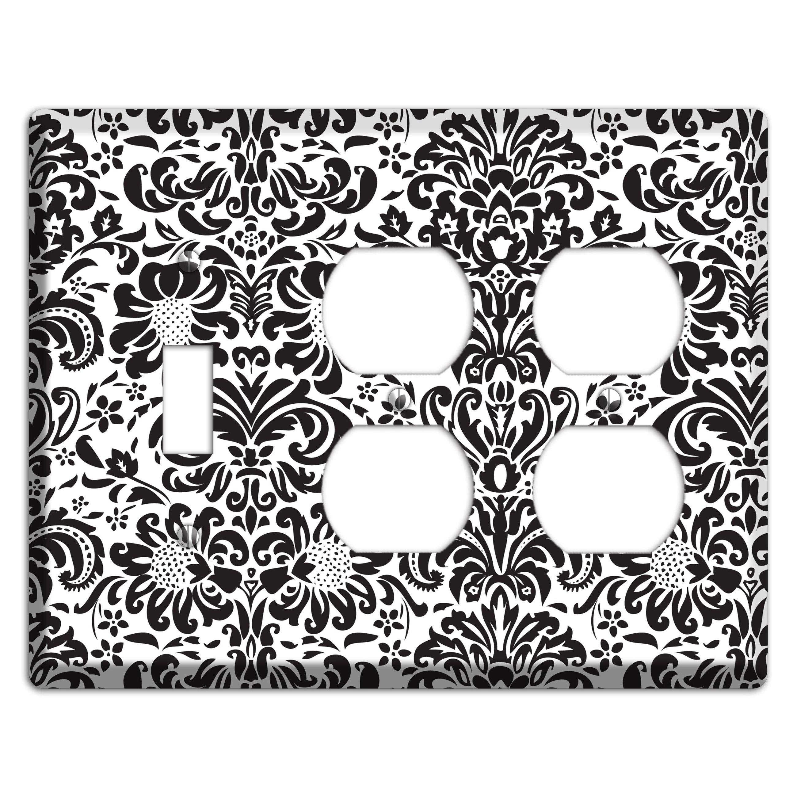 White with Black Toile Toggle / 2 Duplex Wallplate