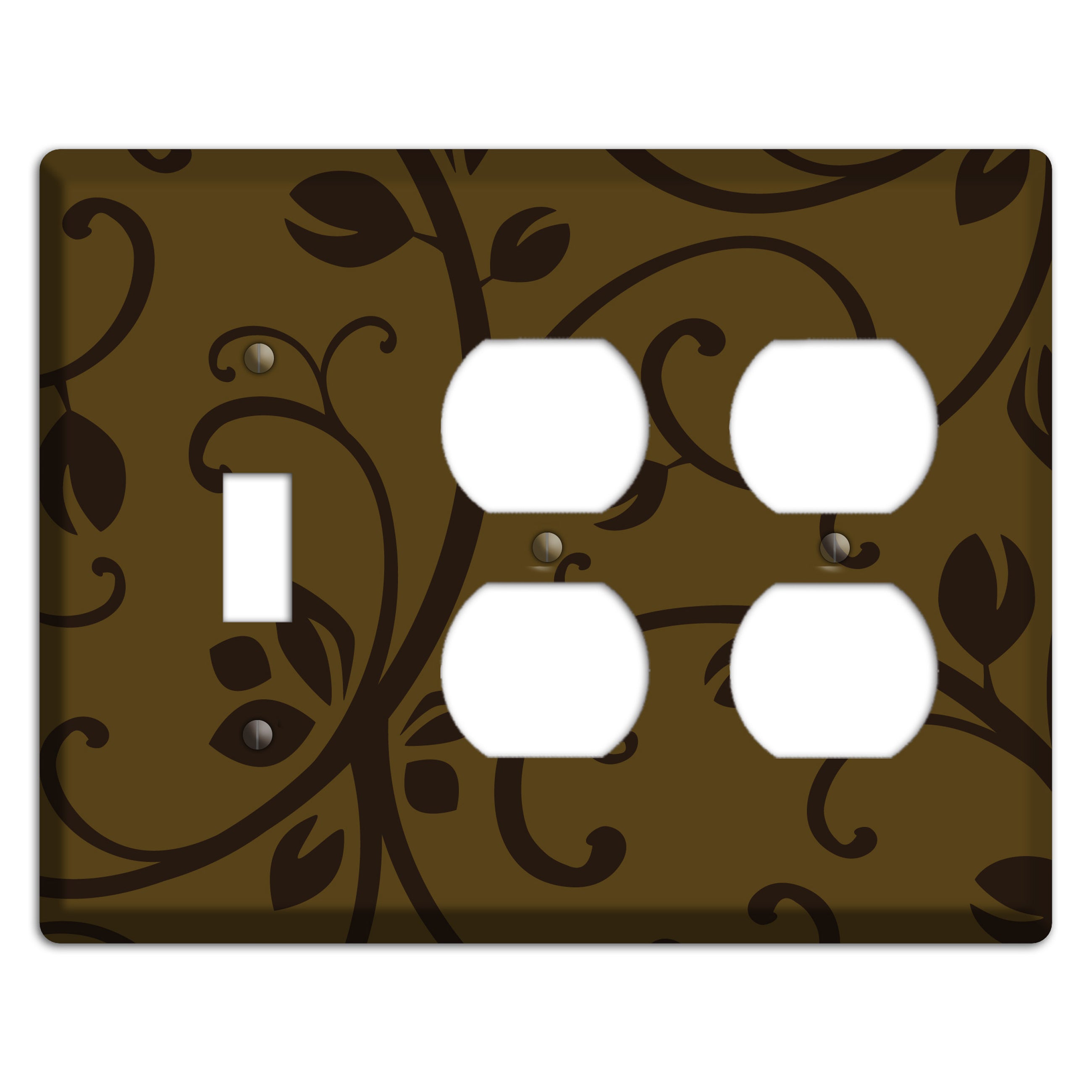 Brown Bud Sprig Toggle / 2 Duplex Wallplate
