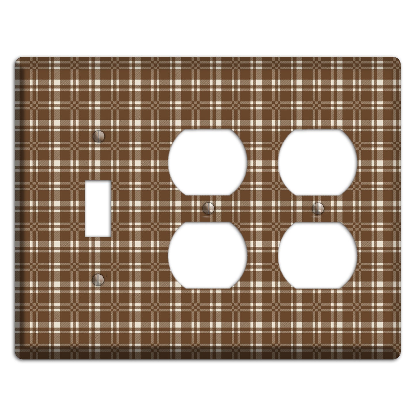 Medium Brown Plaid Toggle / 2 Duplex Wallplate
