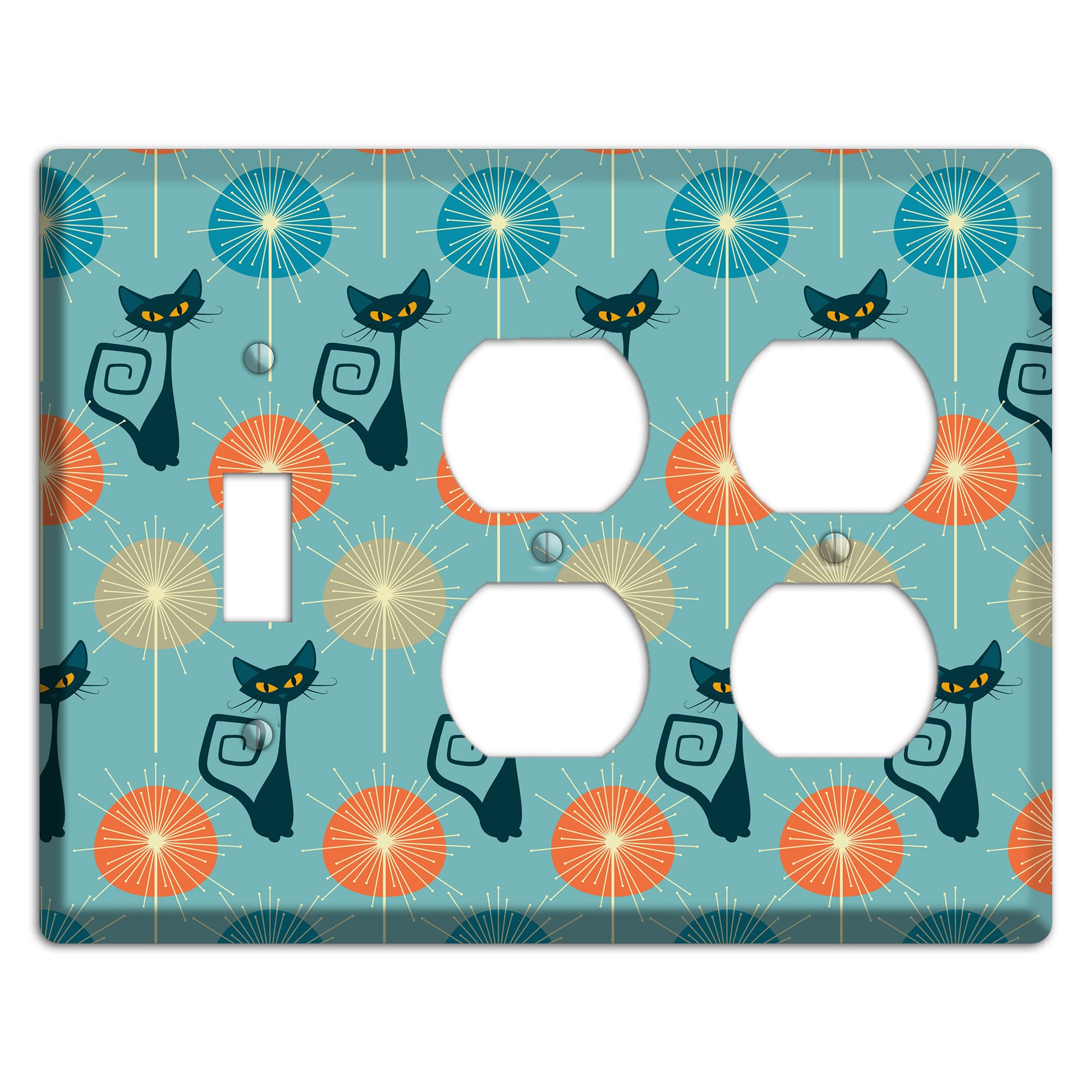 Atomic Burst Kitties Toggle / 2 Duplex Wallplate