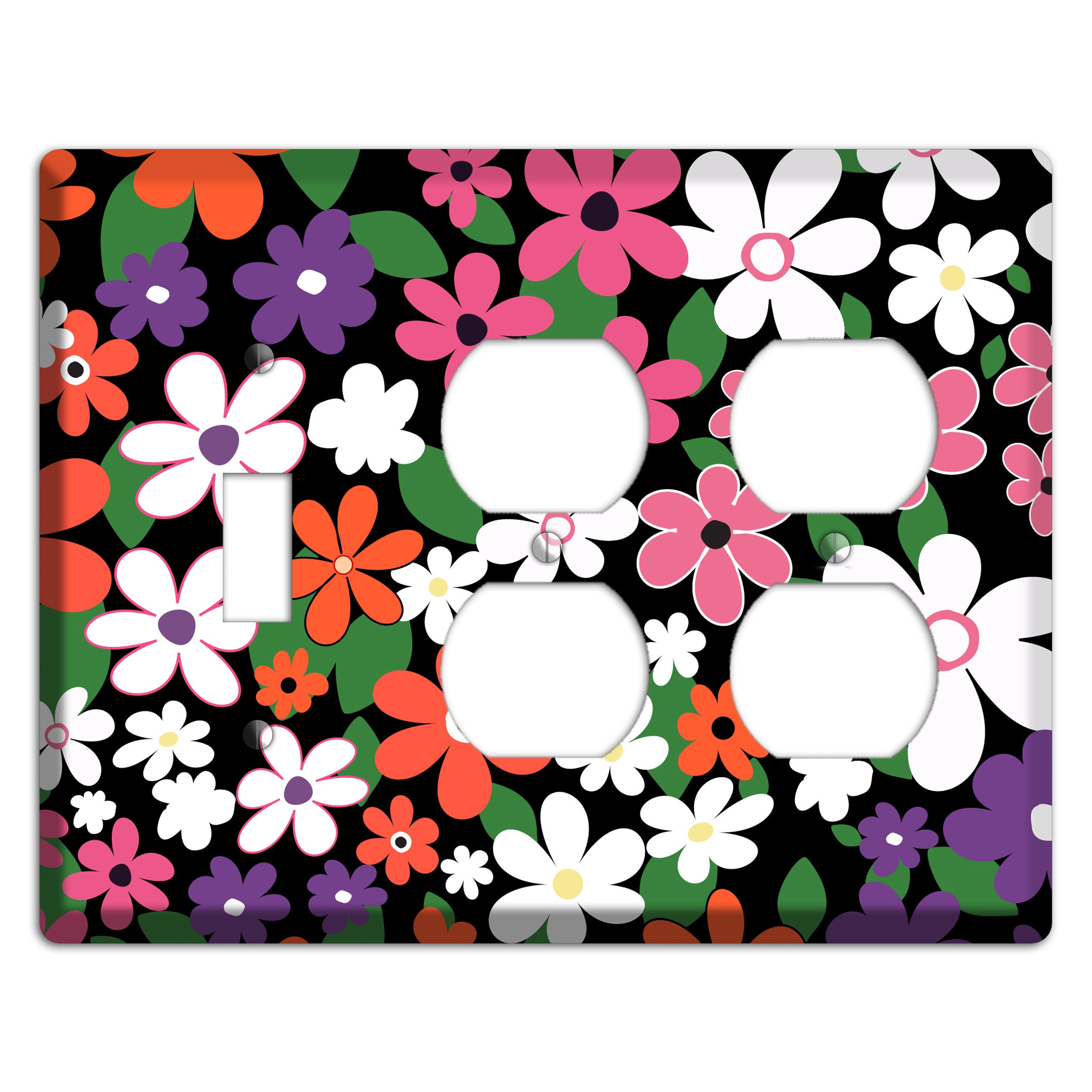 Hippie Flowers Toggle / 2 Duplex Wallplate