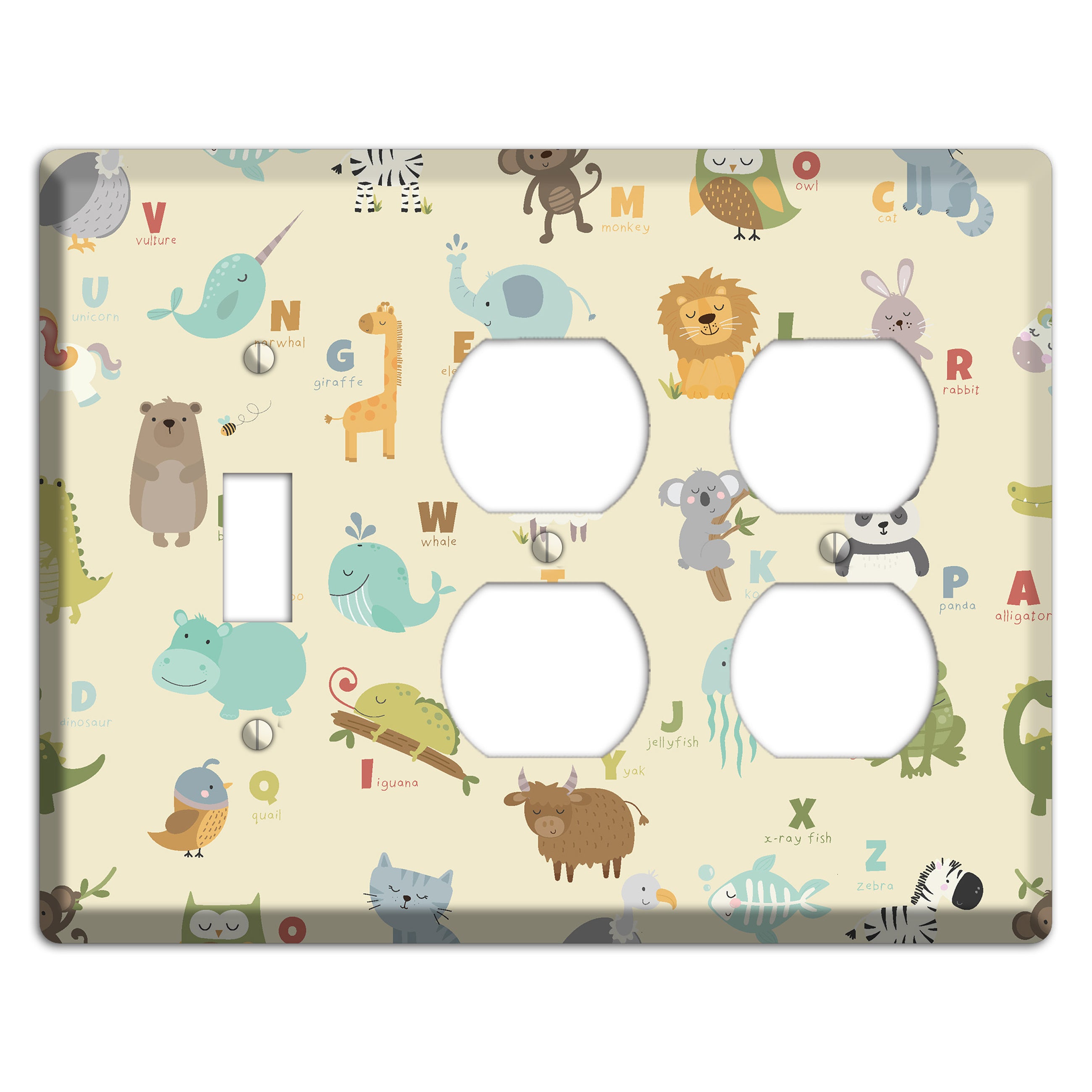 Animal Alphabet 2 Toggle / 2 Duplex Wallplate