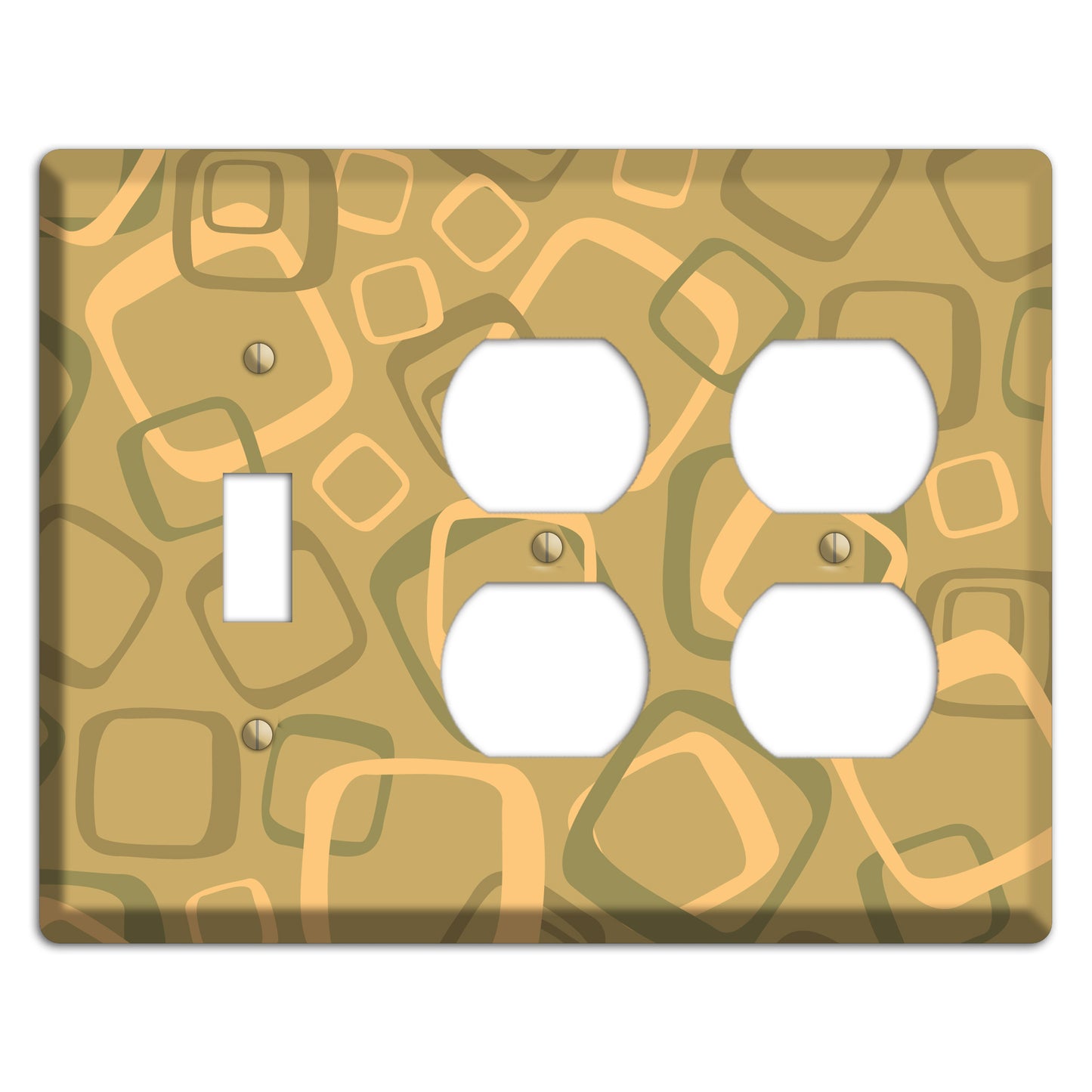 Multi Olive Random Retro Squares Toggle / 2 Duplex Wallplate