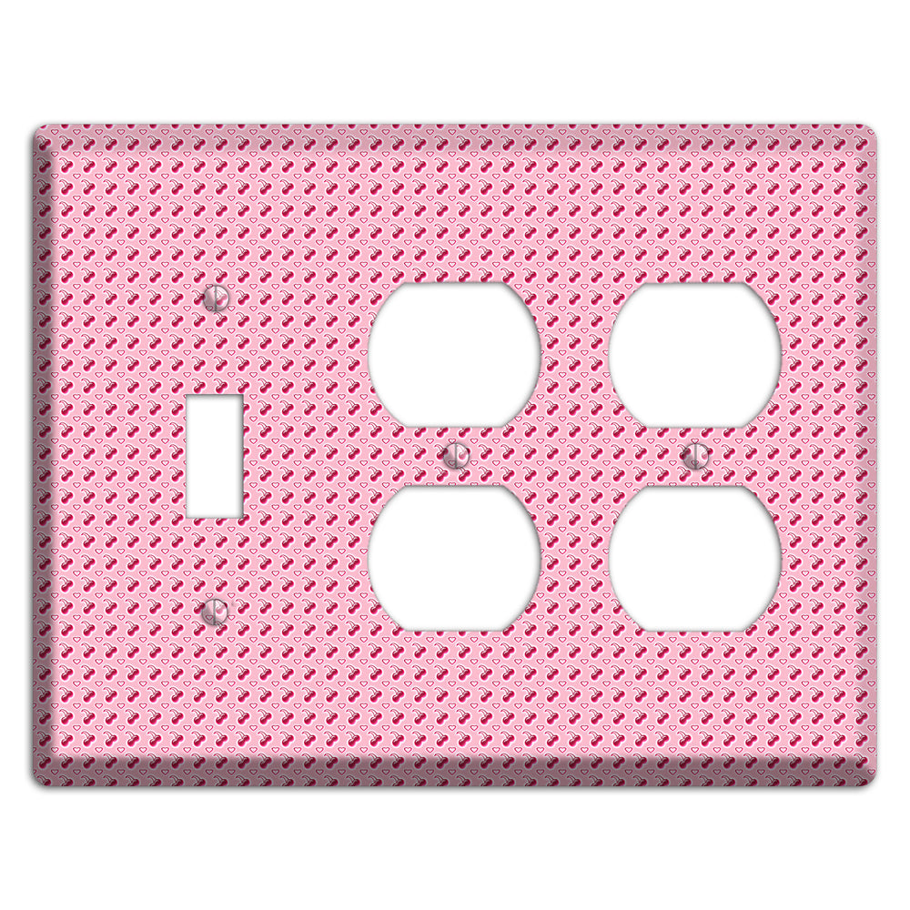 Pink with Cherries Toggle / 2 Duplex Wallplate